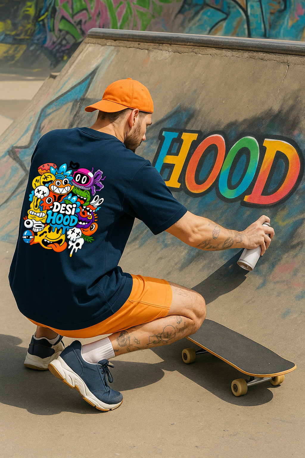 Desi Hood Printed Oversized Heavy Fabric T-shirt