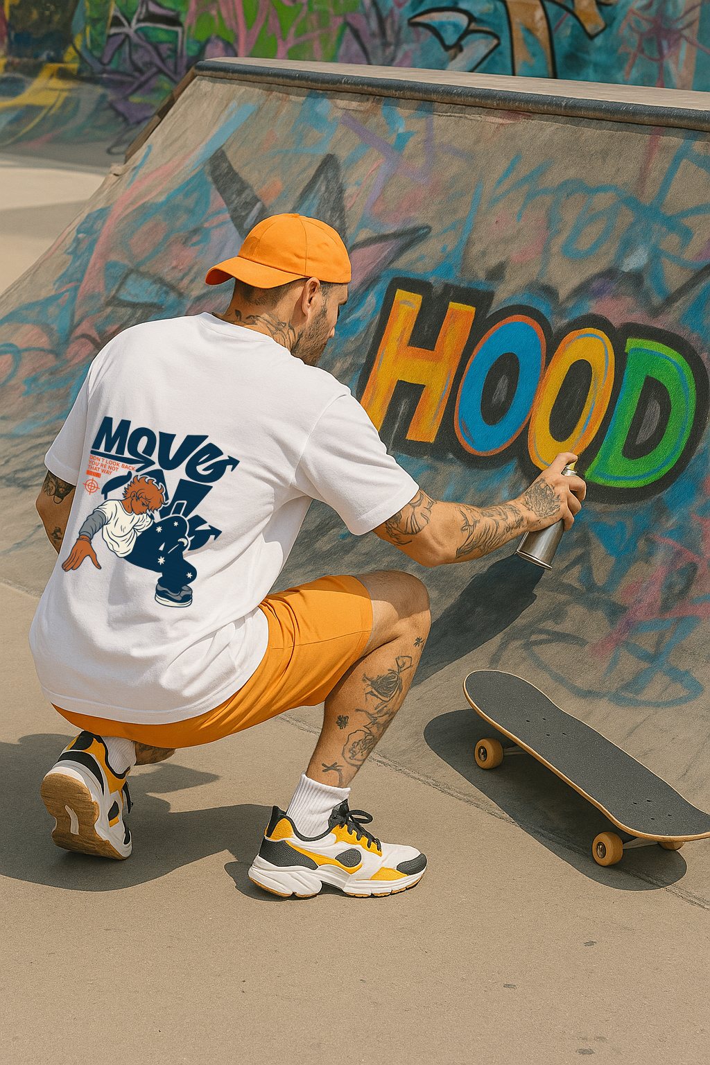 Desi Hood Unisex Move On Printed Heavy fabric Oversized T-shirt