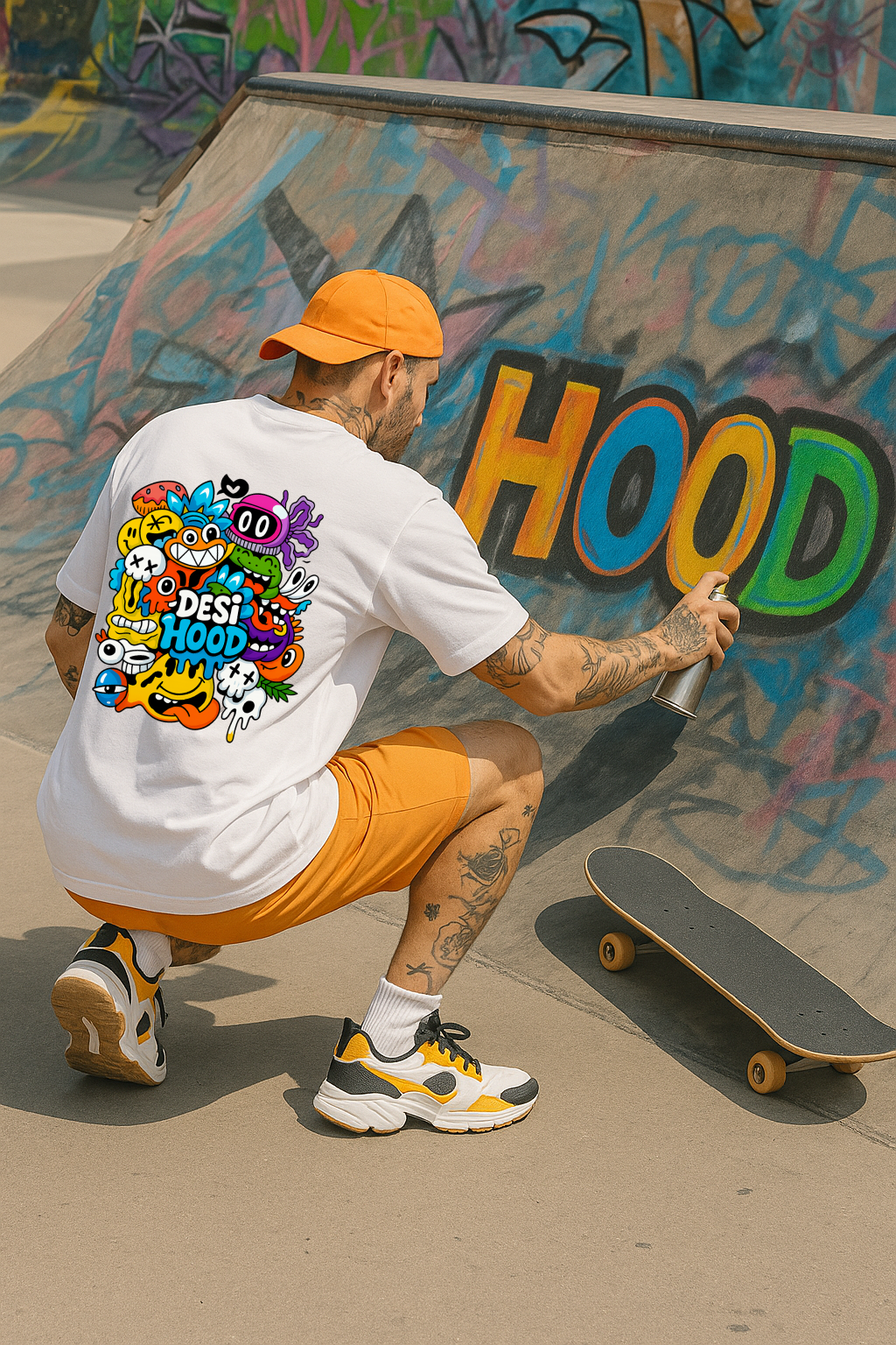 Desi Hood Printed Oversized Heavy Fabric T-shirt