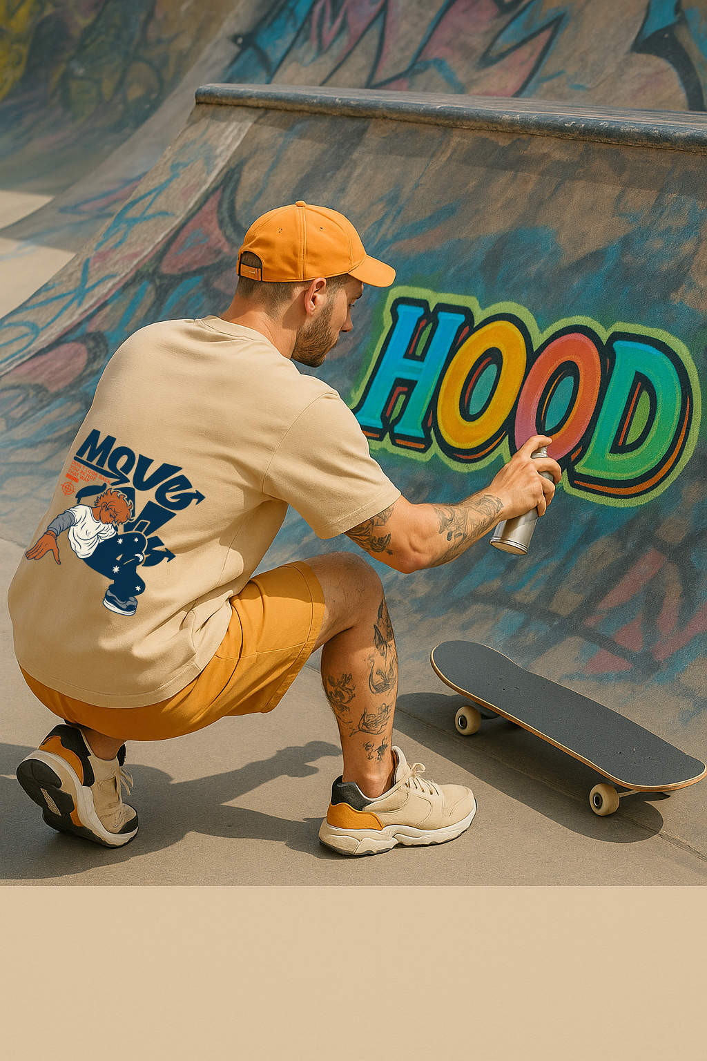 Desi Hood Unisex Move On Printed Heavy fabric Oversized T-shirt