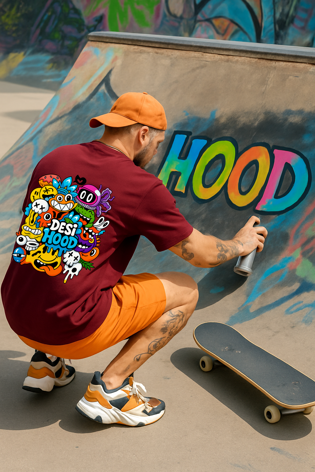 Desi Hood Printed Oversized Heavy Fabric T-shirt