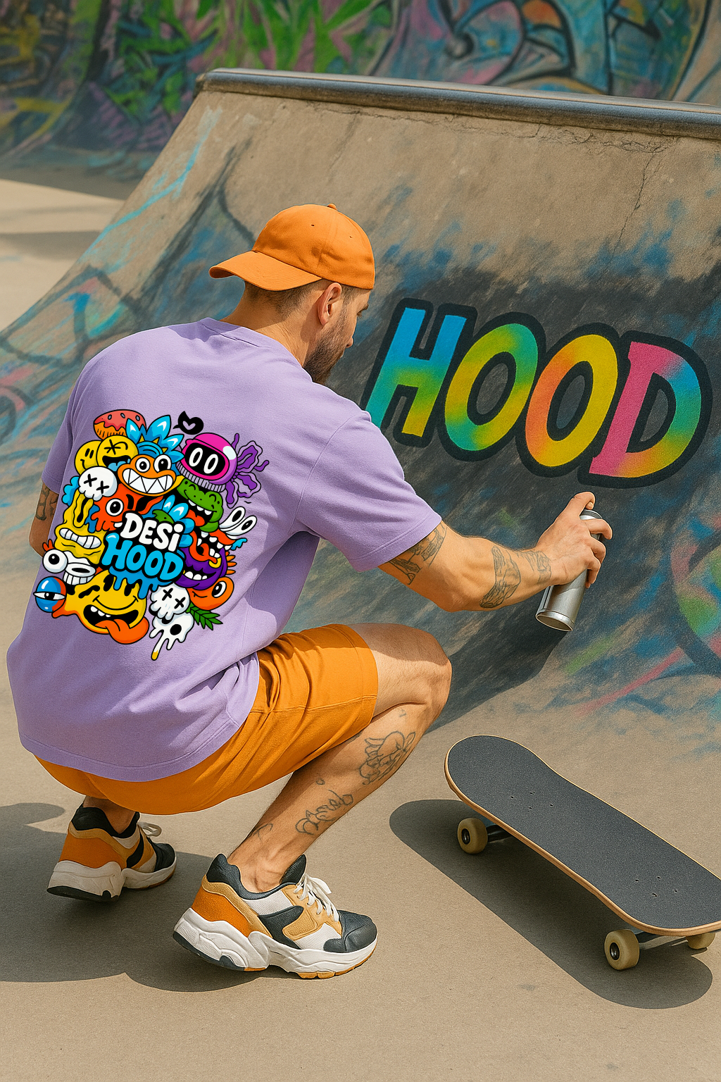 Desi Hood Printed Oversized Heavy Fabric T-shirt