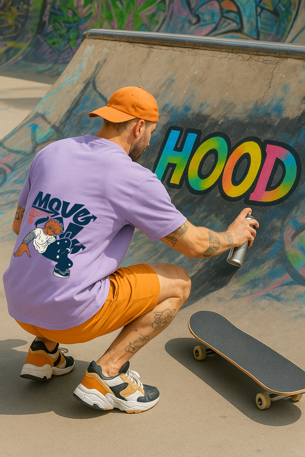 Desi Hood Unisex Move On Printed Heavy fabric Oversized T-shirt