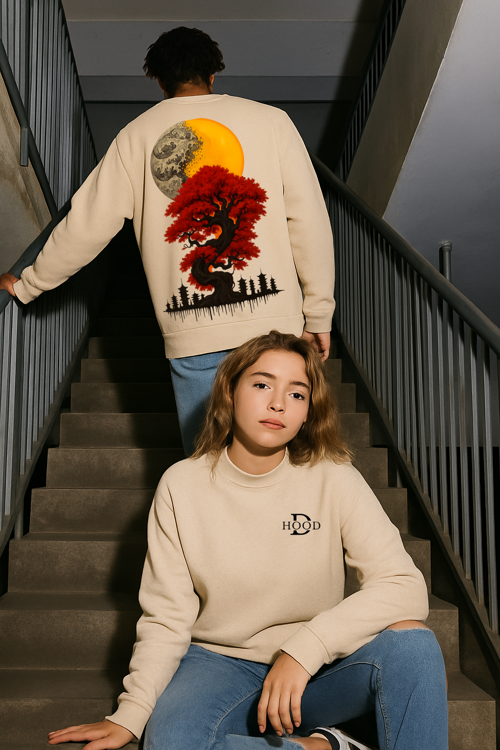 DESI HOOD BONSAI Printed UNISEX 350 GSM HEAVY FABRIC SWEATSHIRT