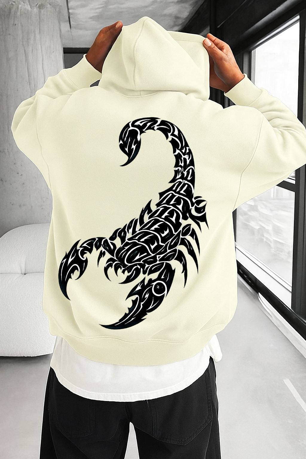 Desi Hood Pure Cotton 450 GSM Unisex White Hoodie For Men & Women