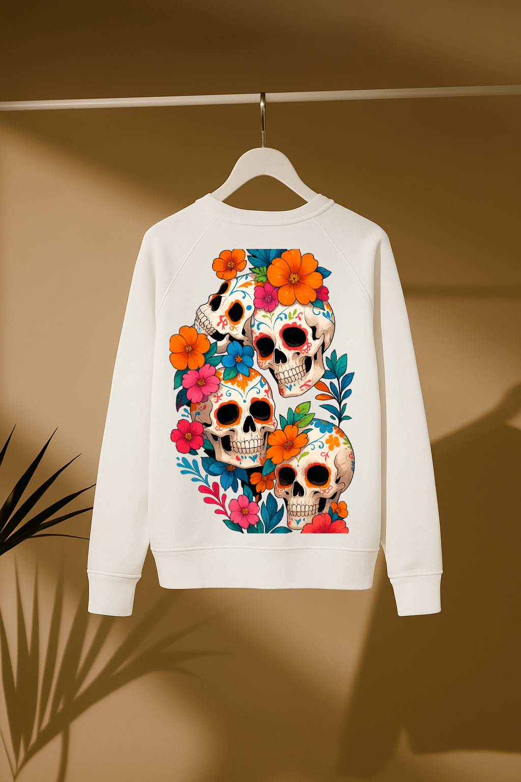 DESI HOOD Skull flower Printed UNISEX 350 GSM HEAVY FABRIC SWEATSHIRT