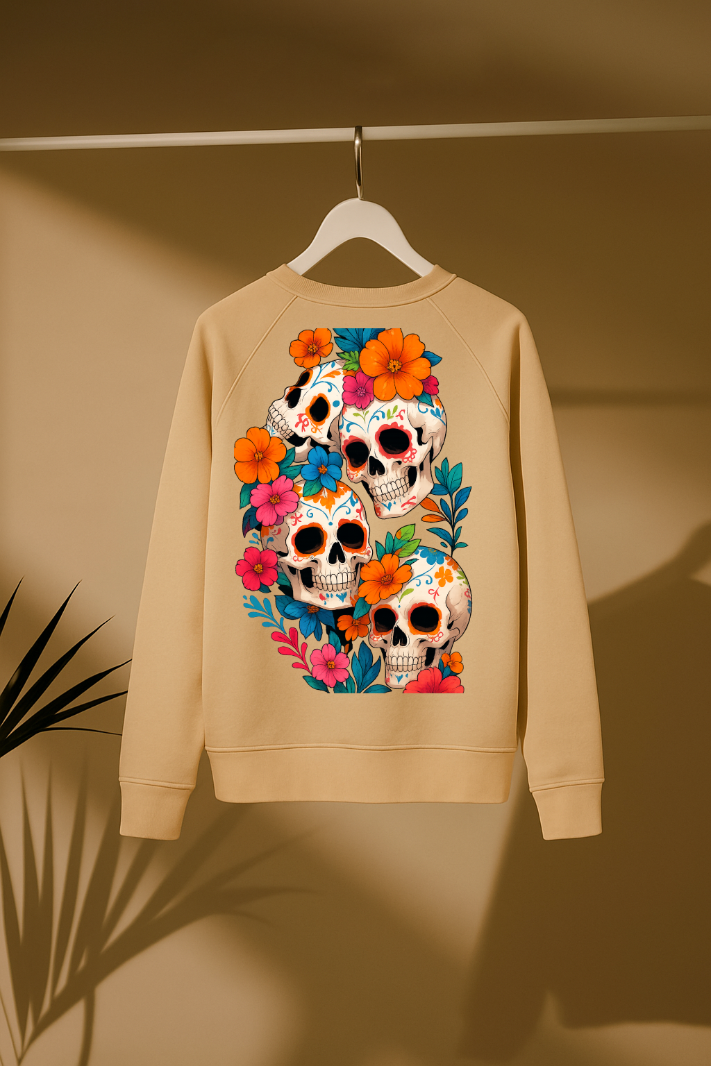DESI HOOD Skull flower Printed UNISEX 350 GSM HEAVY FABRIC SWEATSHIRT