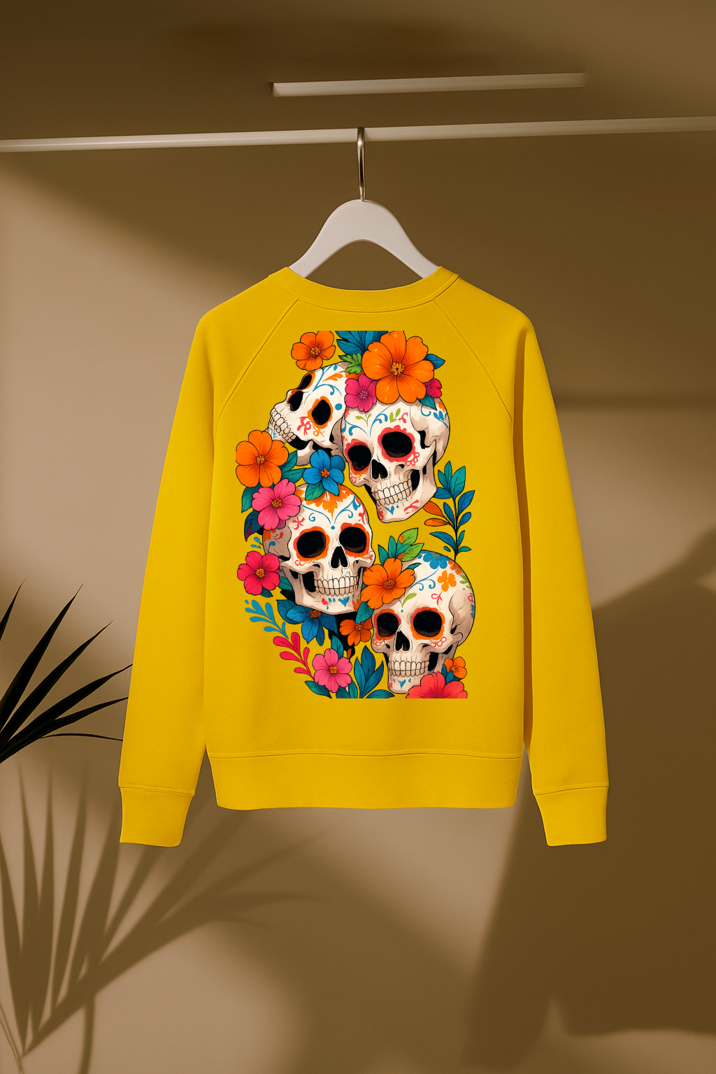 DESI HOOD Skull flower Printed UNISEX 350 GSM HEAVY FABRIC SWEATSHIRT