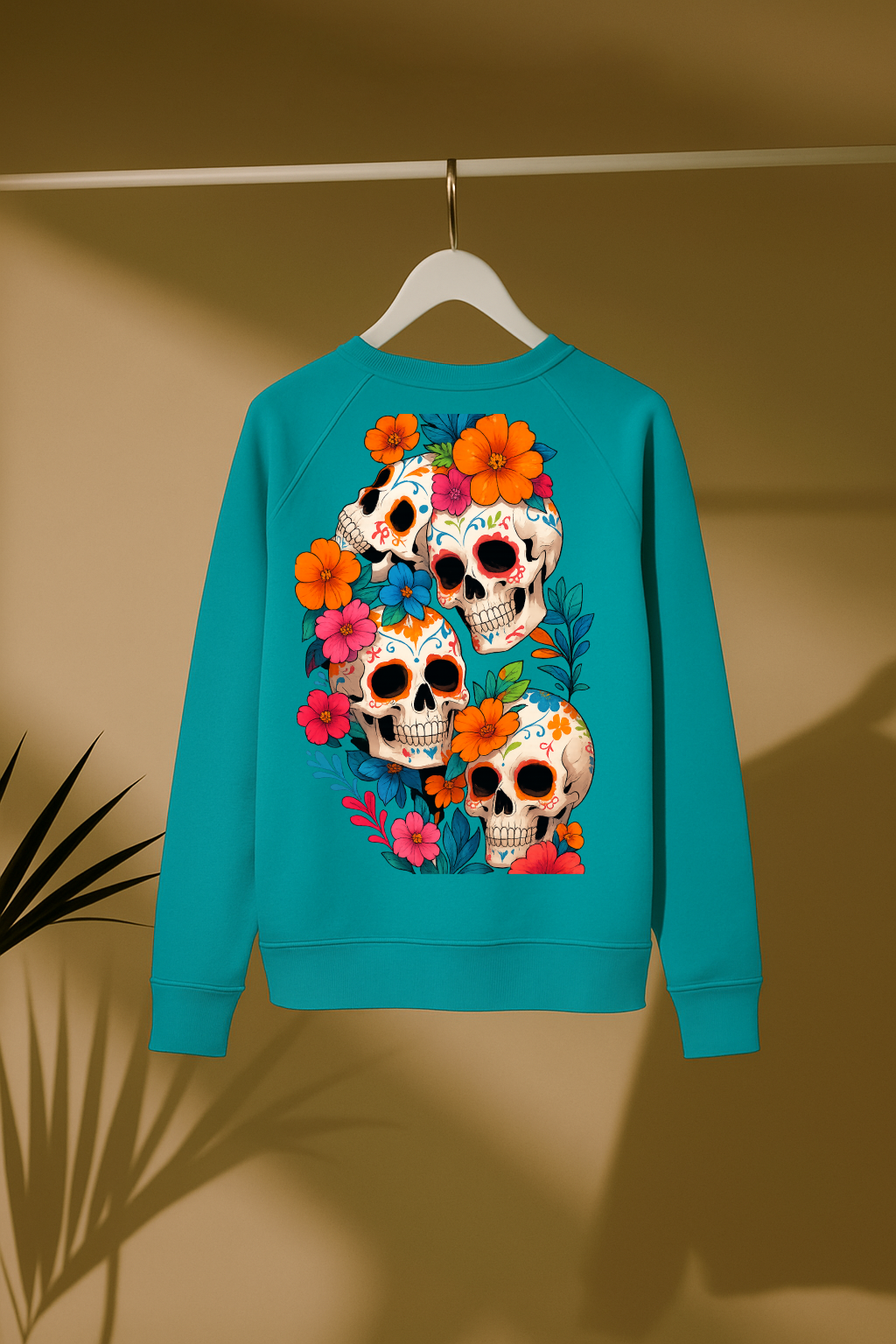 DESI HOOD Skull flower Printed UNISEX 350 GSM HEAVY FABRIC SWEATSHIRT