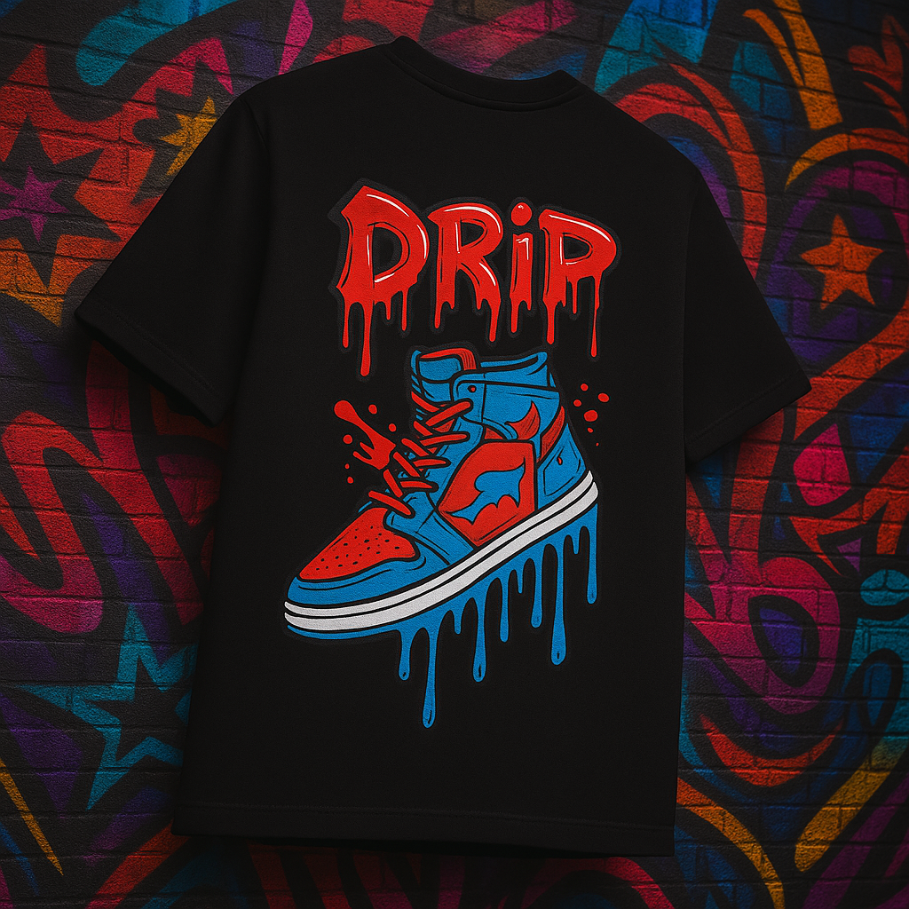 Desi Hood Drip Shoe Printed Oversized Heavy Fabric Round Neck T-shirt