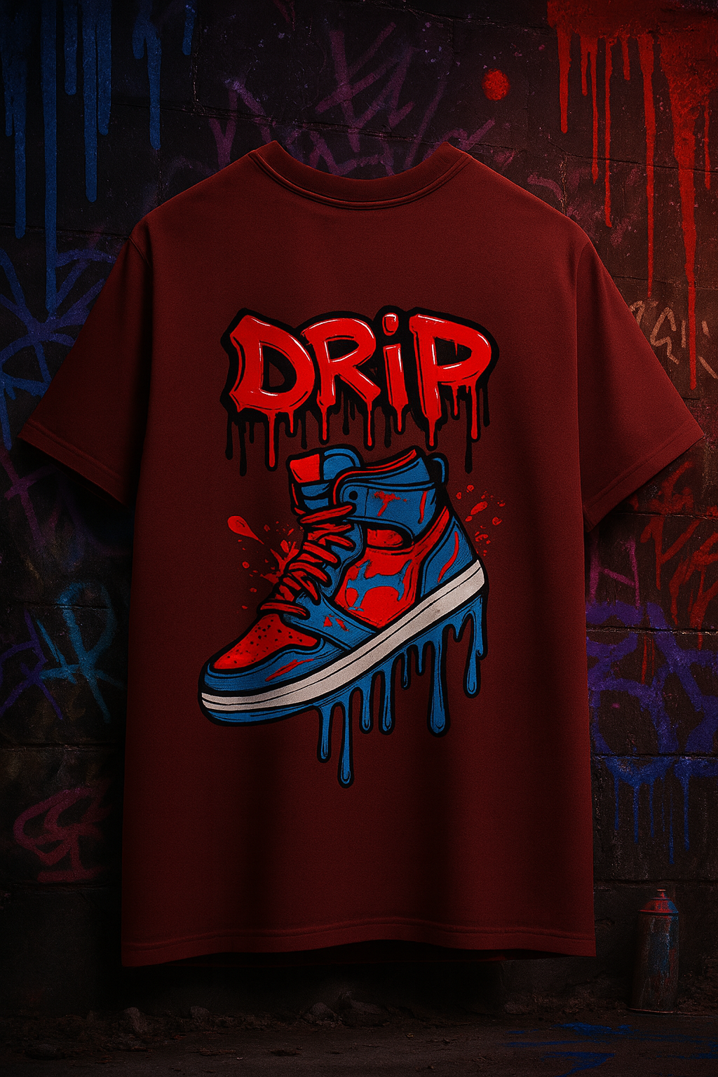 Desi Hood Drip Shoe Printed Oversized Heavy Fabric Round Neck T-shirt