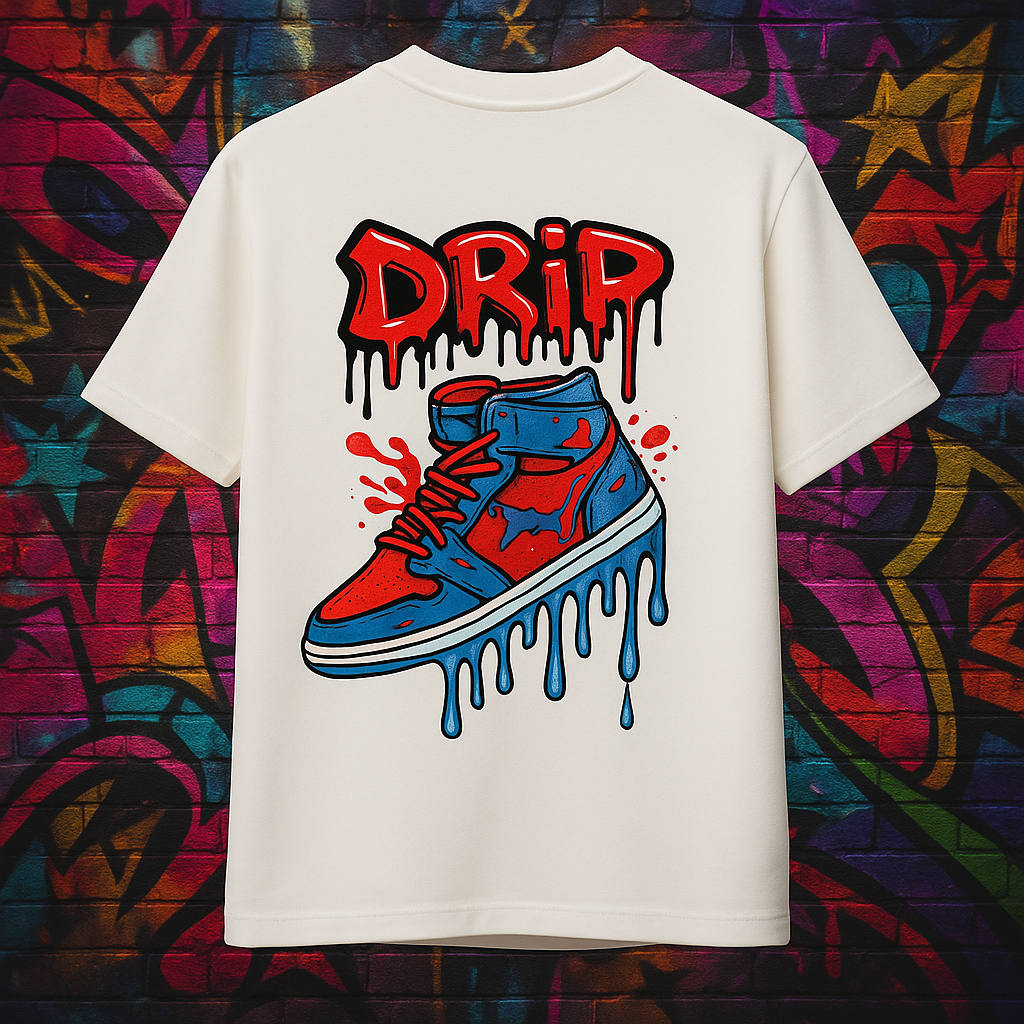 Desi Hood Drip Shoe Printed Oversized Heavy Fabric Round Neck T-shirt