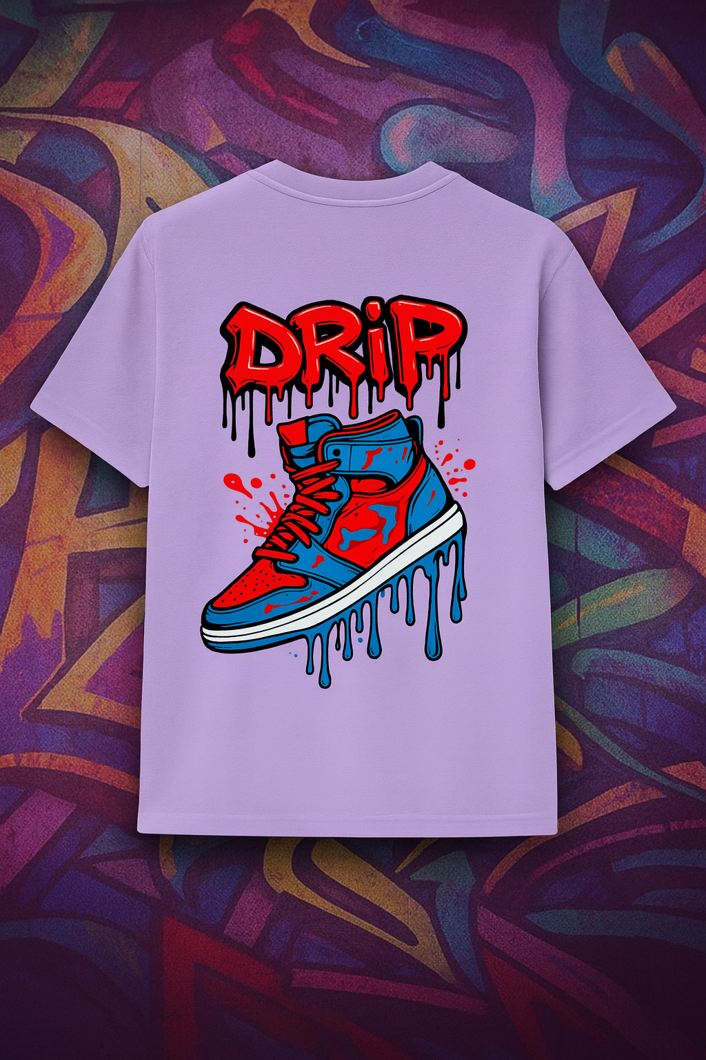 Desi Hood Drip Shoe Printed Oversized Heavy Fabric Round Neck T-shirt