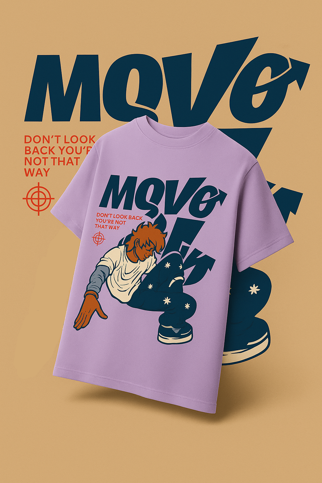Desi Hood Unisex Move On Printed Heavy fabric Oversized T-shirt