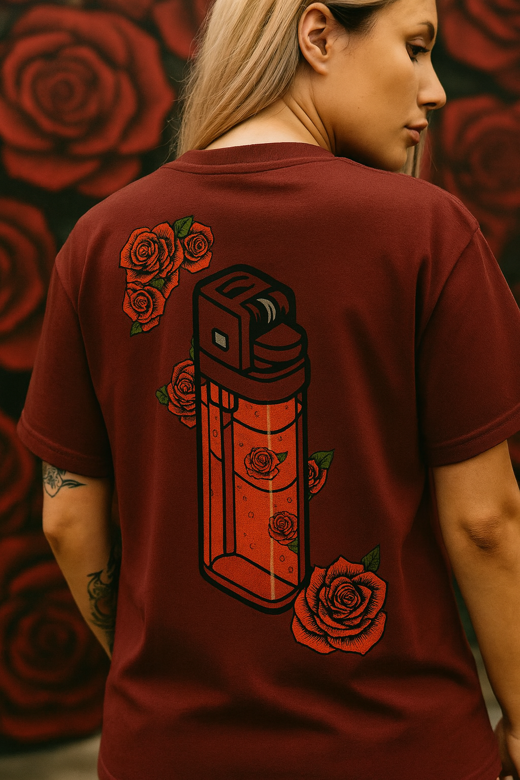 Desi Hood Unisex Heavy Fabric Rose Lighter Oversized T-shirt