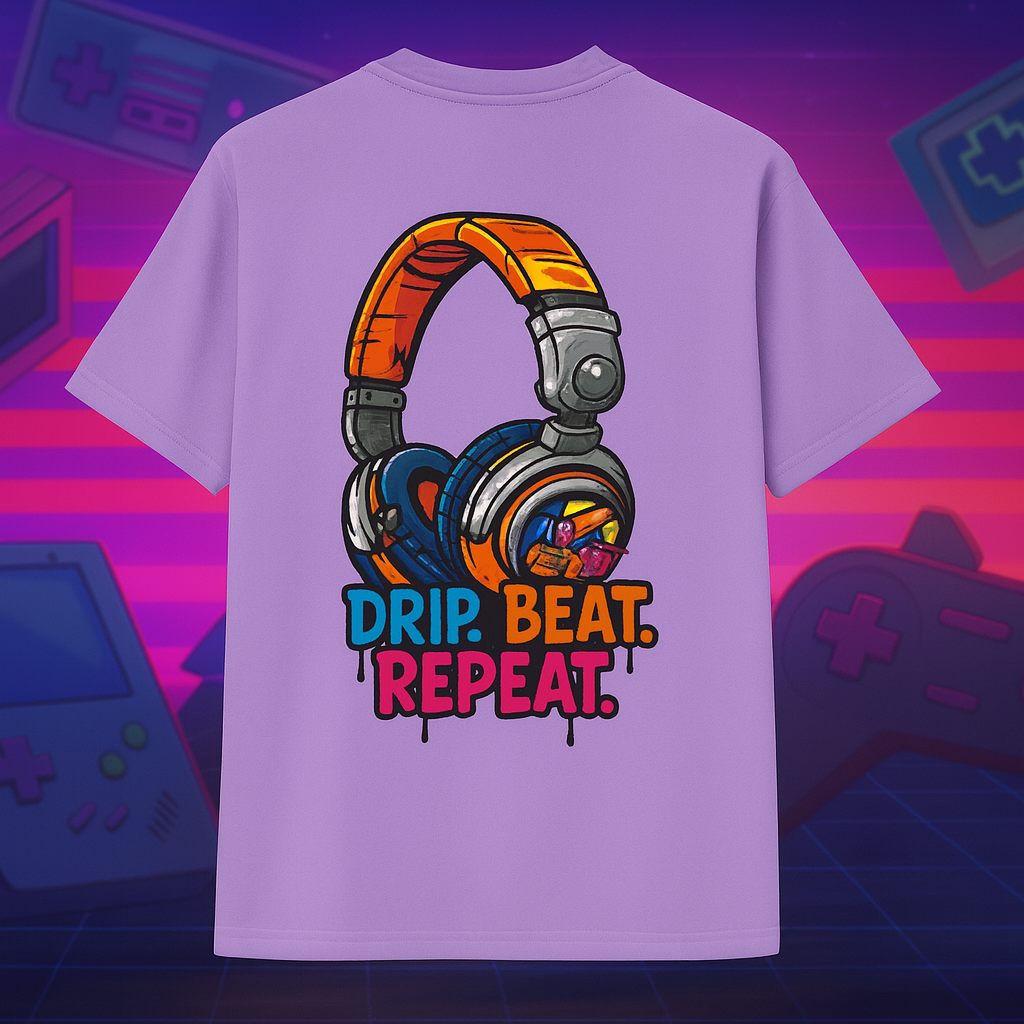 Desi Hood “Drip. Beat. Repeat.” Oversized Round Neck T-shirt