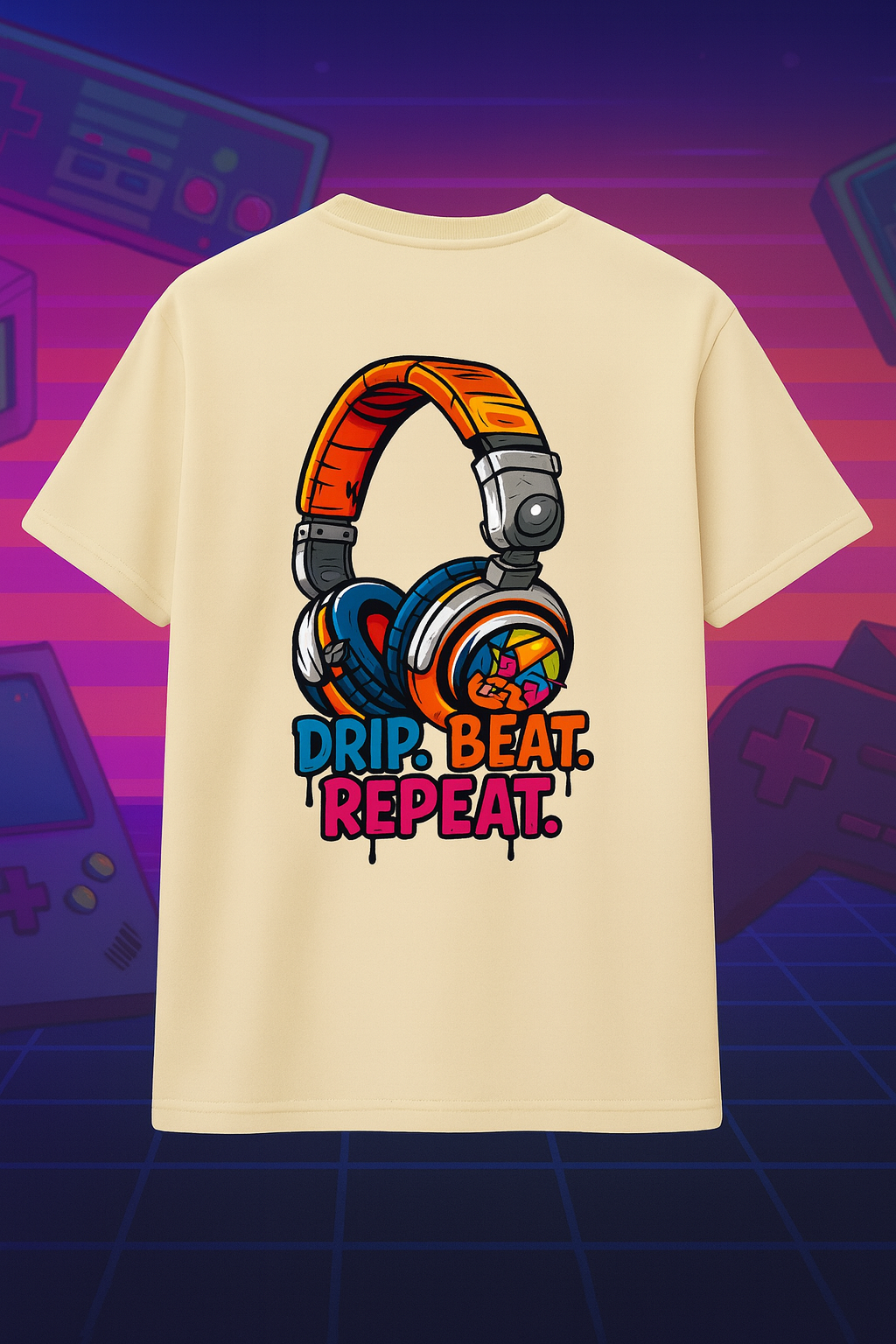 Desi Hood “Drip. Beat. Repeat.” Oversized Round Neck T-shirt