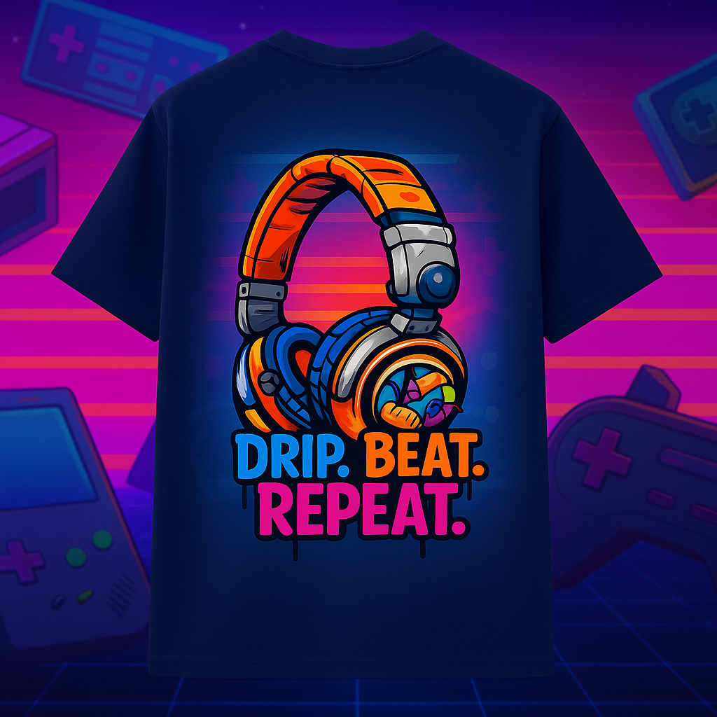 Desi Hood “Drip. Beat. Repeat.” Oversized Round Neck T-shirt