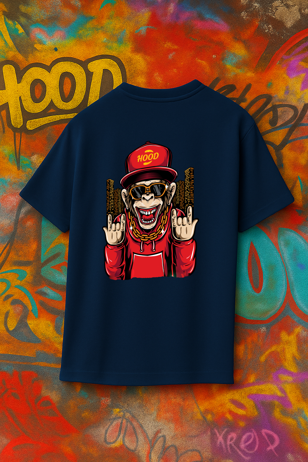 Desi Hood Unisex Monkey Printed Heavy Fabric Oversized T-shirt