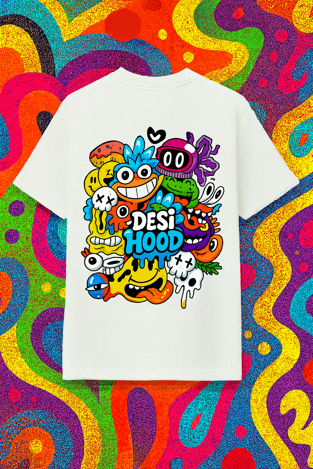 Desi Hood Printed Oversized Heavy Fabric T-shirt