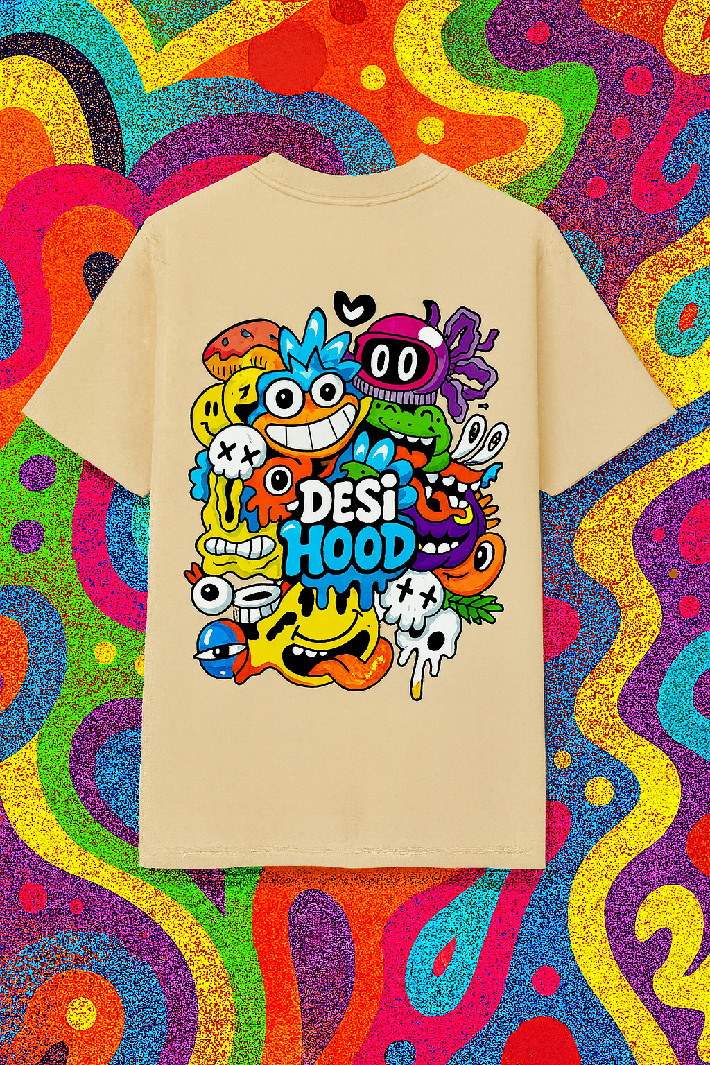 Desi Hood Printed Oversized Heavy Fabric T-shirt