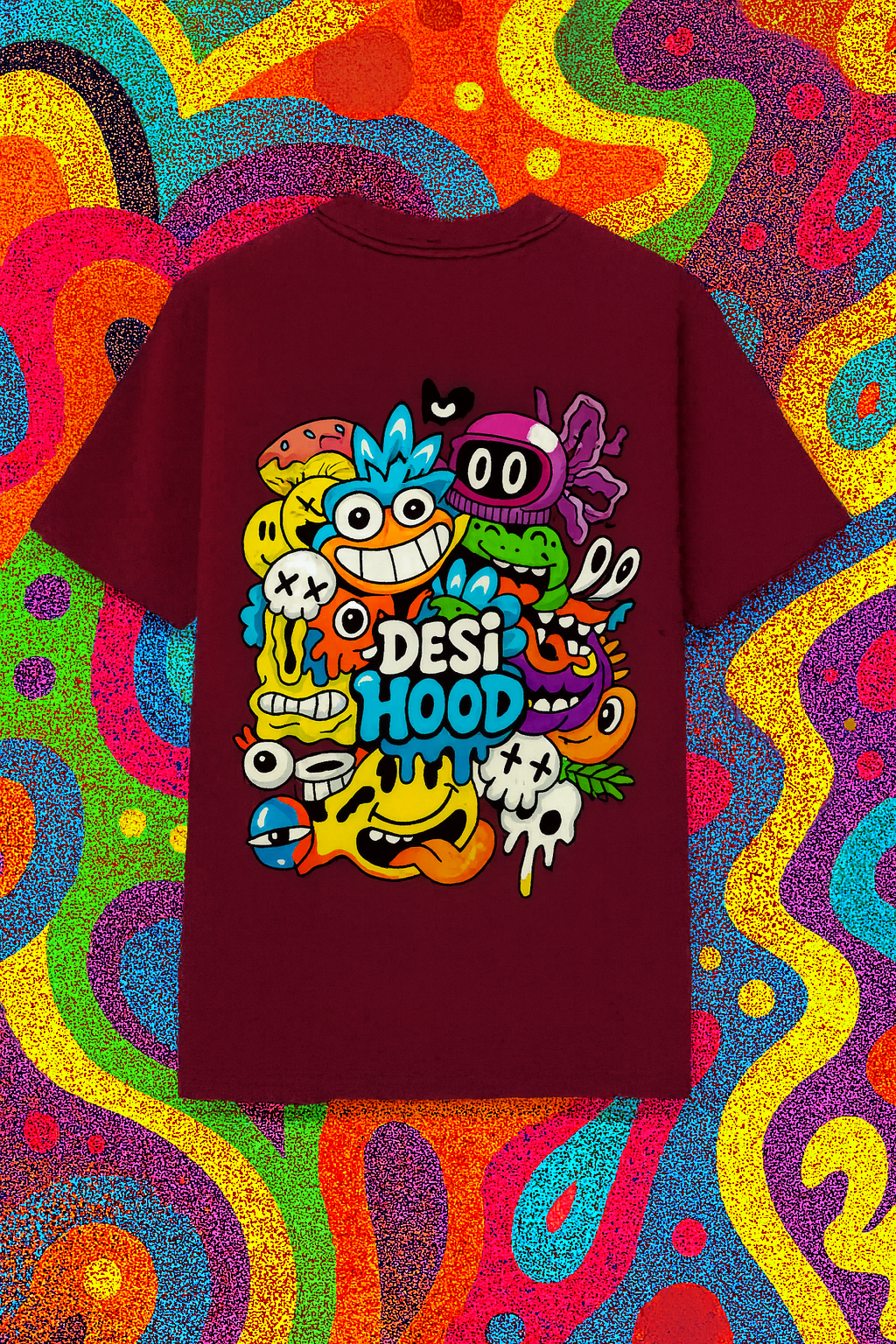 Desi Hood Printed Oversized Heavy Fabric T-shirt