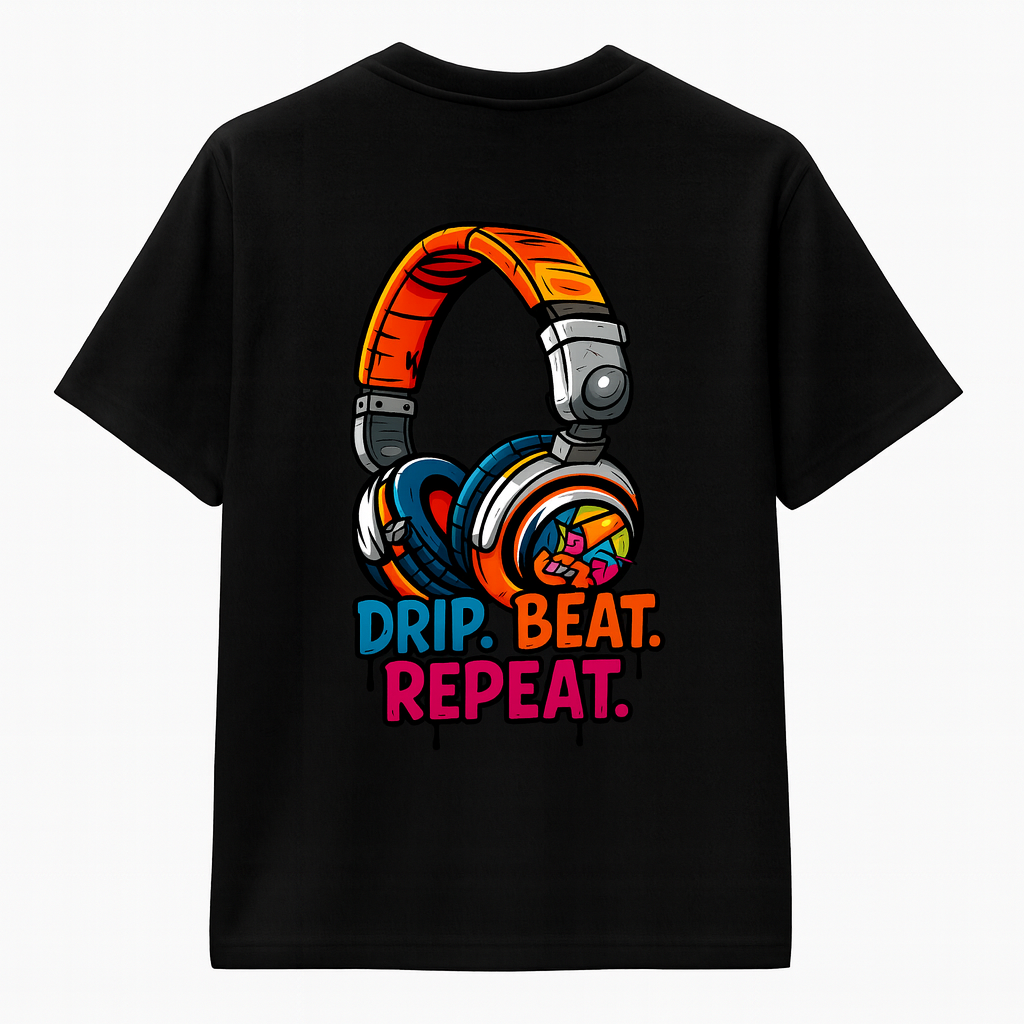 Desi Hood “Drip. Beat. Repeat.” Oversized Round Neck T-shirt