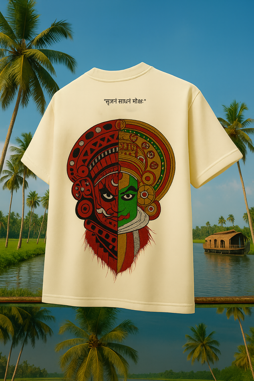 Desi Hood Unisex  “Dual Essence” Kathakali & Theyyam Heavy fabric Oversized T-shirt