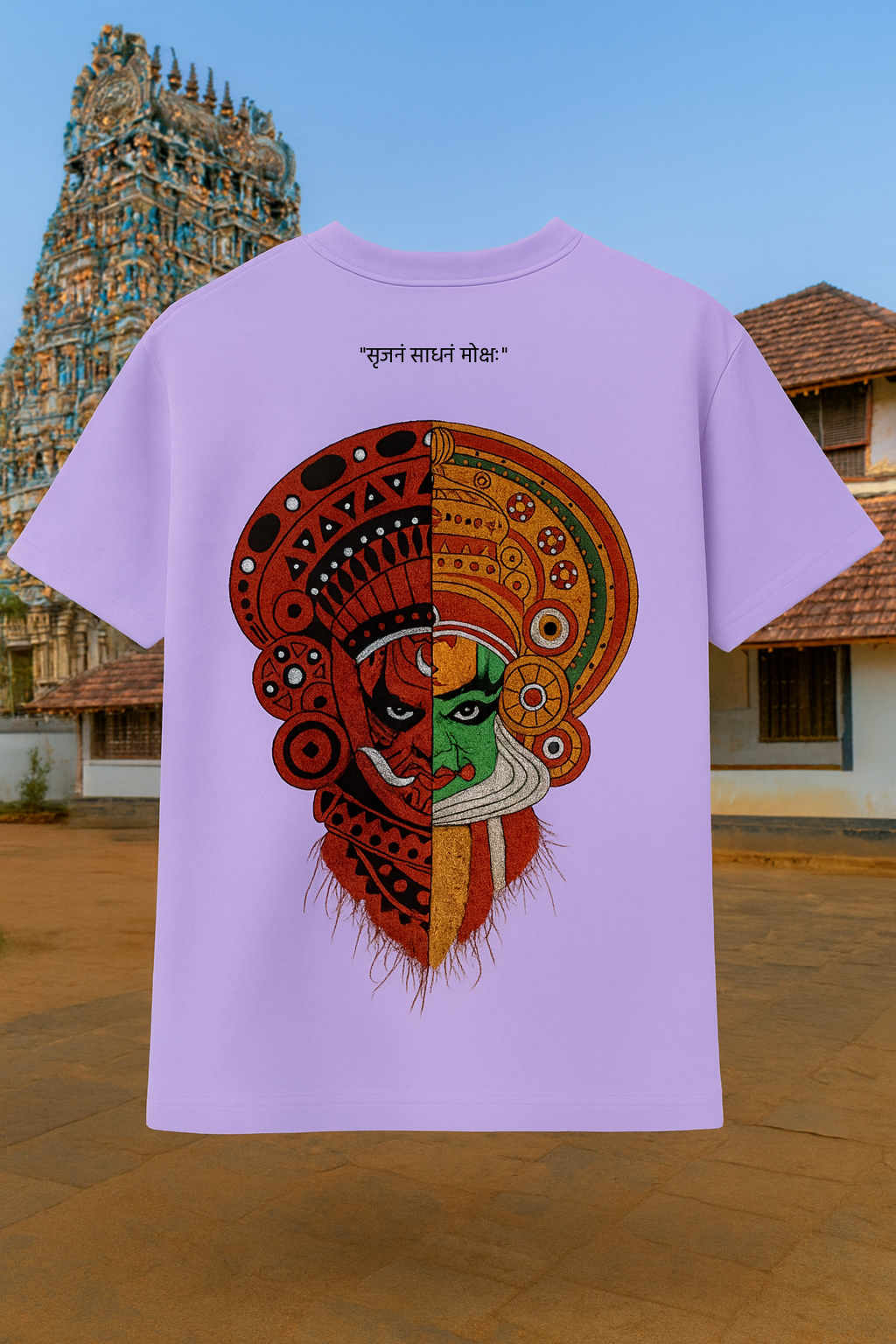 Desi Hood Unisex  “Dual Essence” Kathakali & Theyyam Heavy fabric Oversized T-shirt