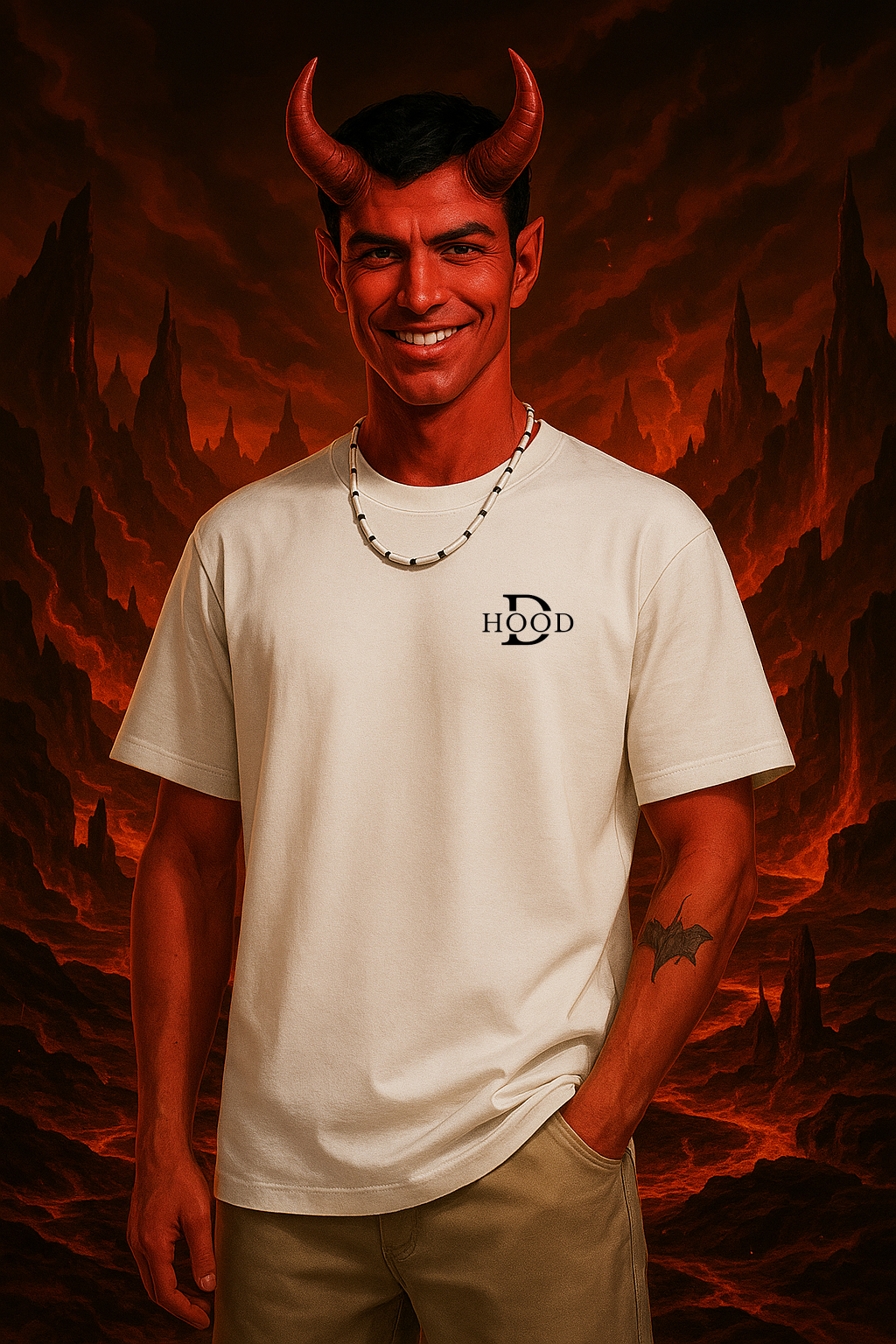 Desi Hood Unisex Demon Printed Heavy Fabric Oversize T-shirt