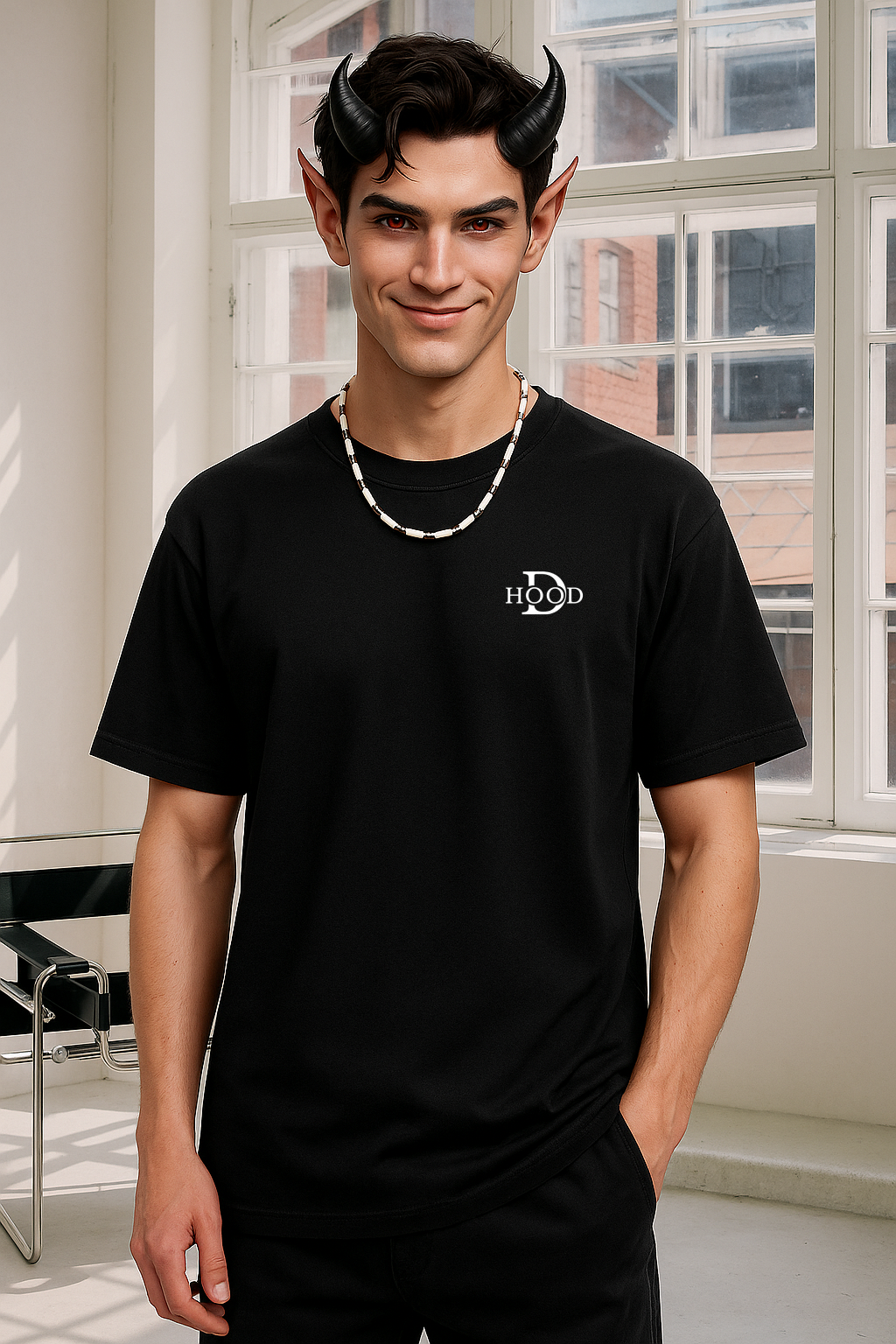 Desi Hood Unisex Demon Printed Heavy Fabric Oversize T-shirt