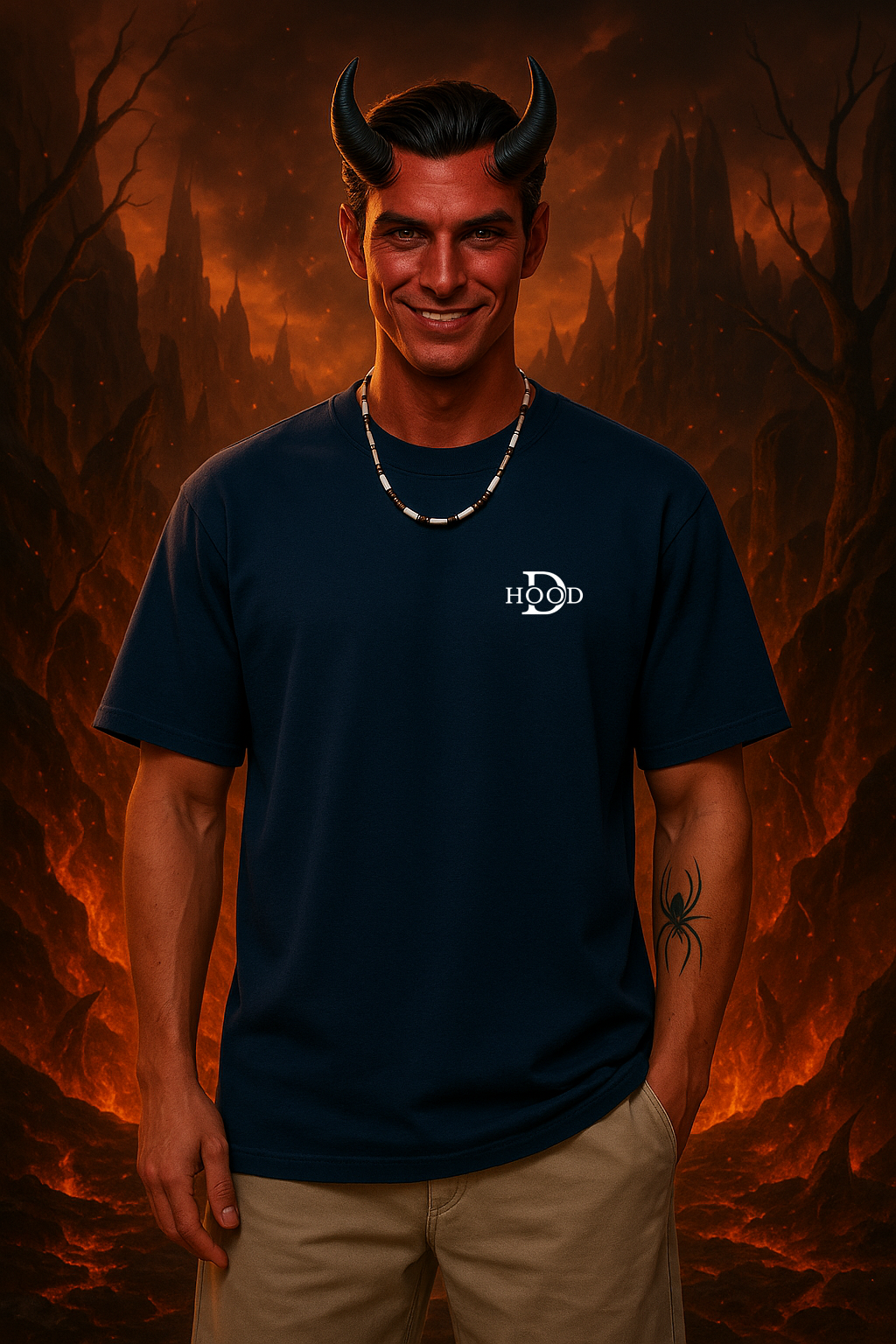 Desi Hood Unisex Demon Printed Heavy Fabric Oversize T-shirt