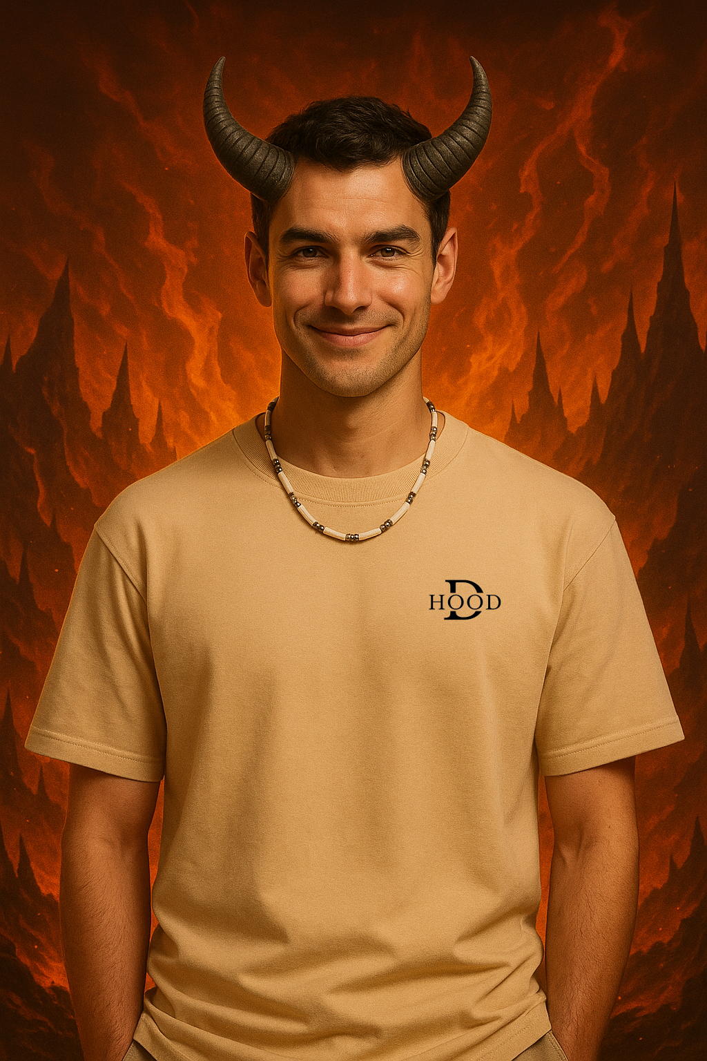 Desi Hood Unisex Demon Printed Heavy Fabric Oversize T-shirt