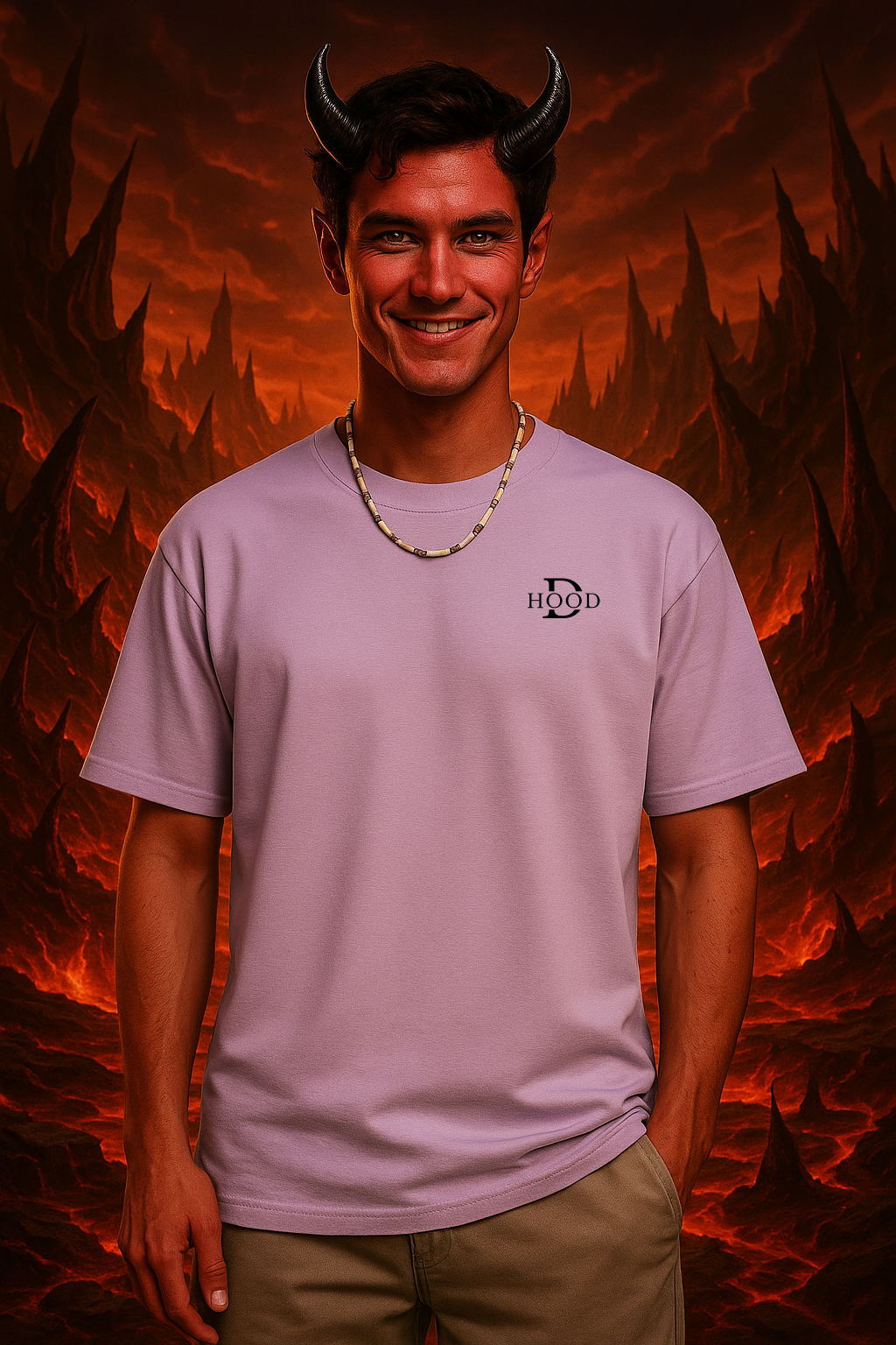 Desi Hood Unisex Demon Printed Heavy Fabric Oversize T-shirt