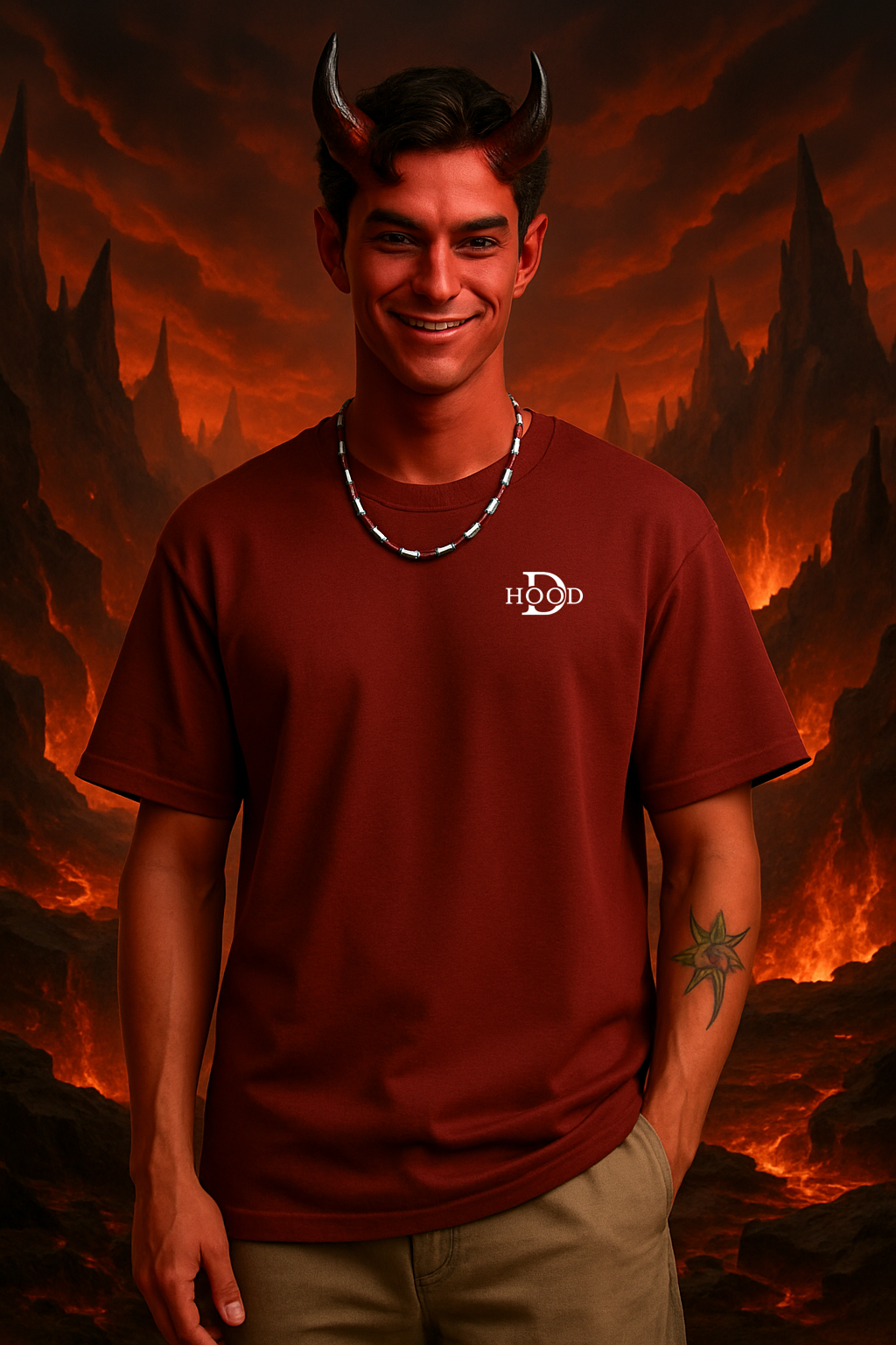 Desi Hood Unisex Demon Printed Heavy Fabric Oversize T-shirt