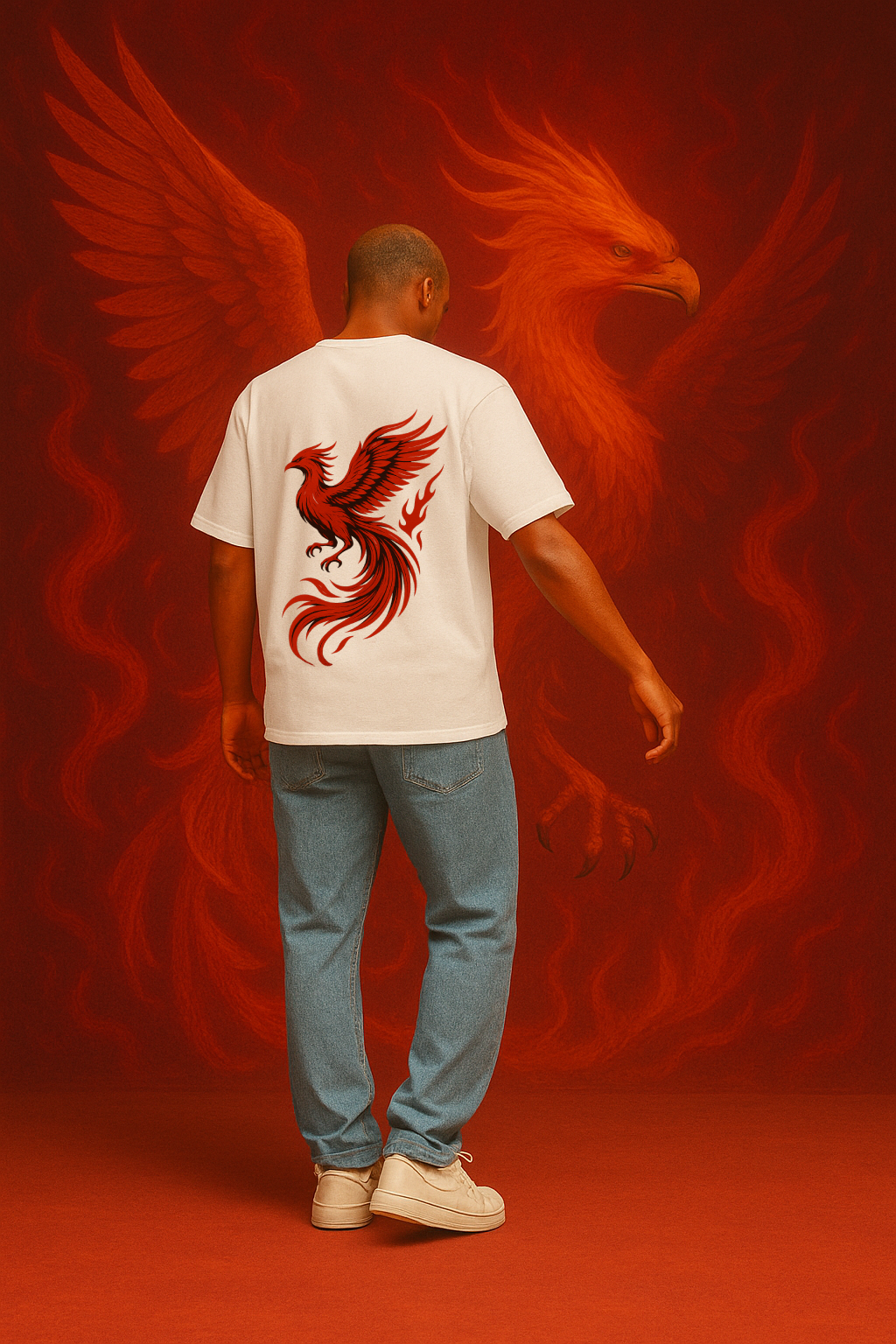 Desi Hood Unisex Phoenix Printed Heavy fabric Oversized T-shirt