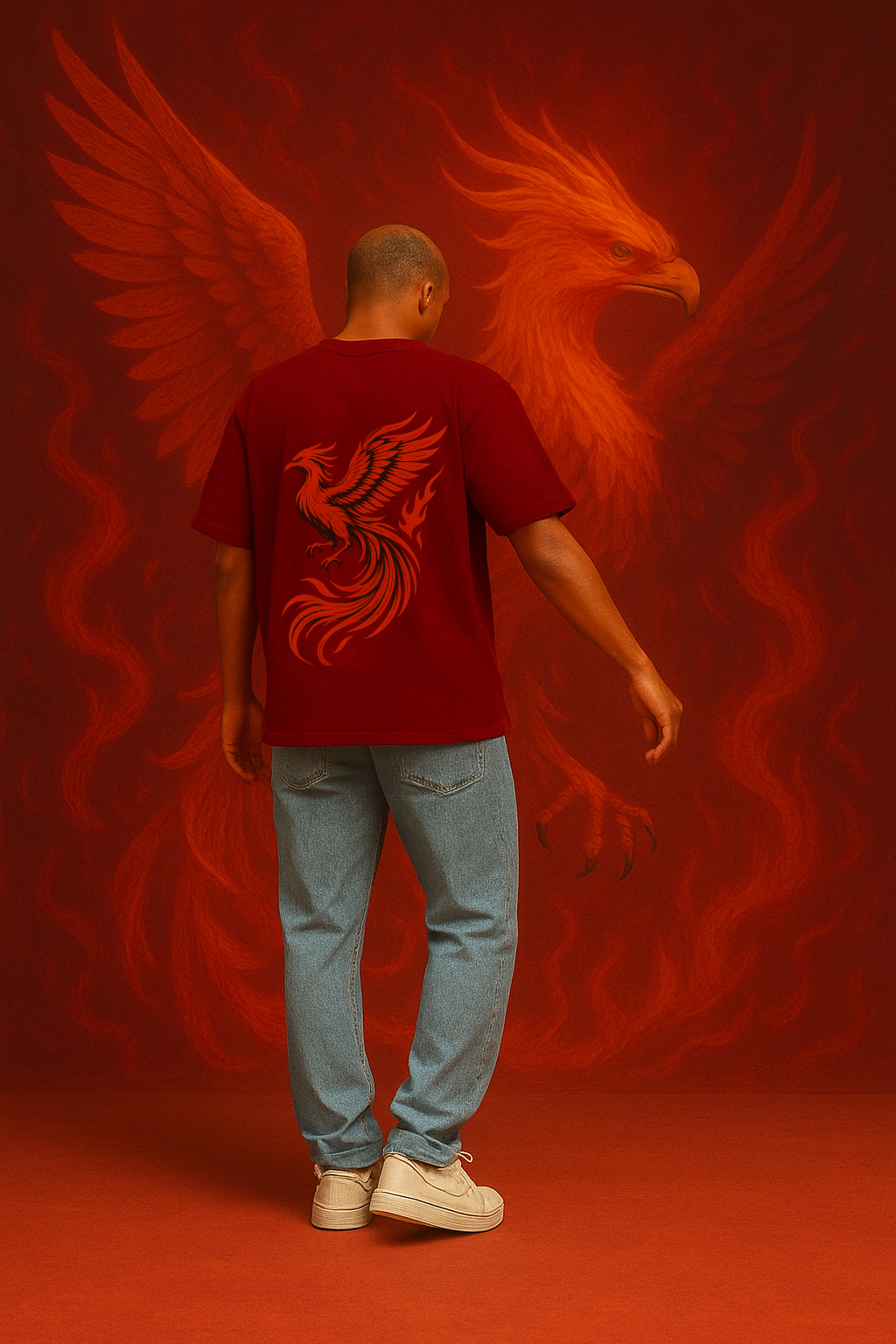 Desi Hood Unisex Phoenix Printed Heavy fabric Oversized T-shirt