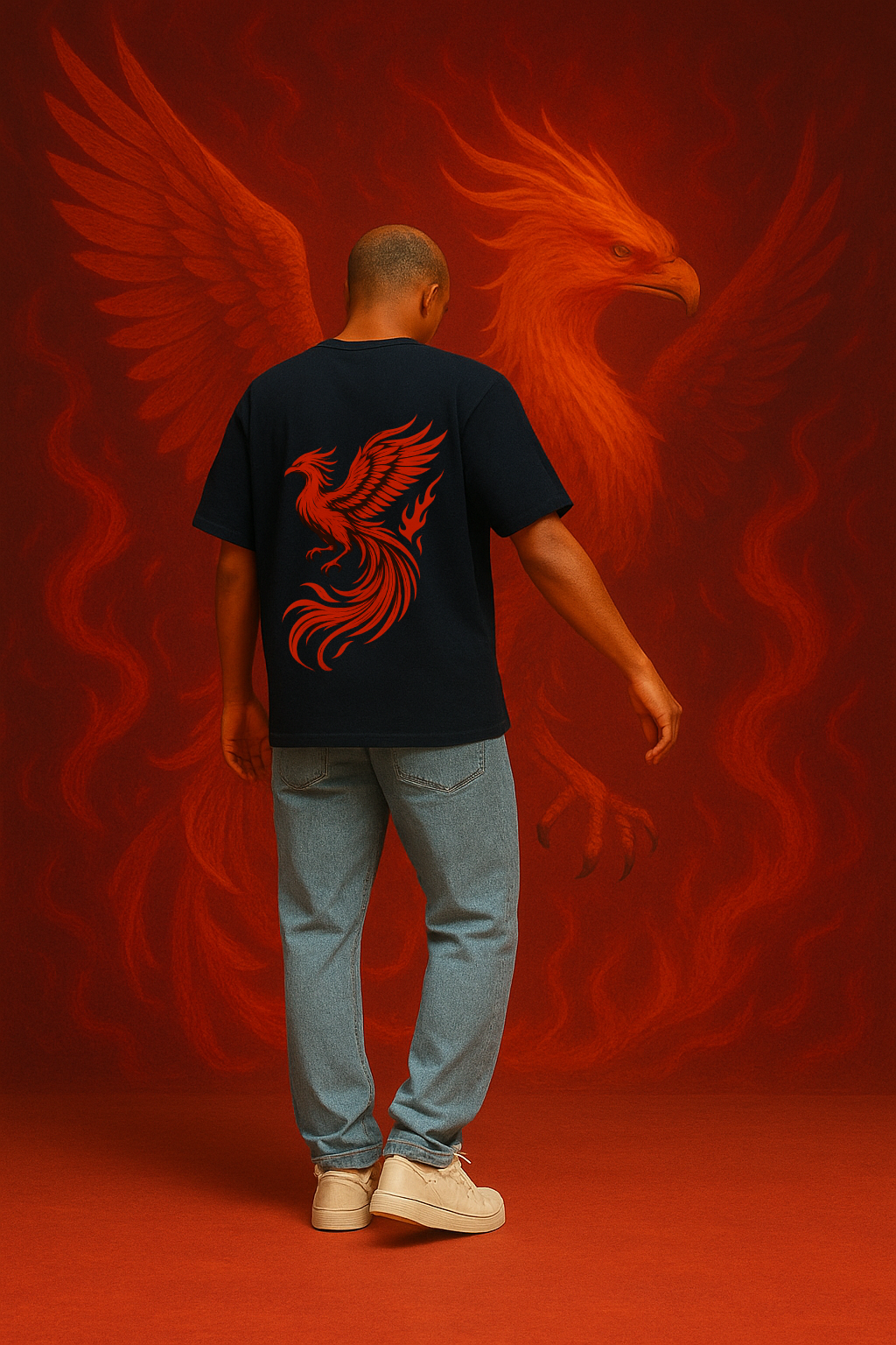 Desi Hood Unisex Phoenix Printed Heavy fabric Oversized T-shirt