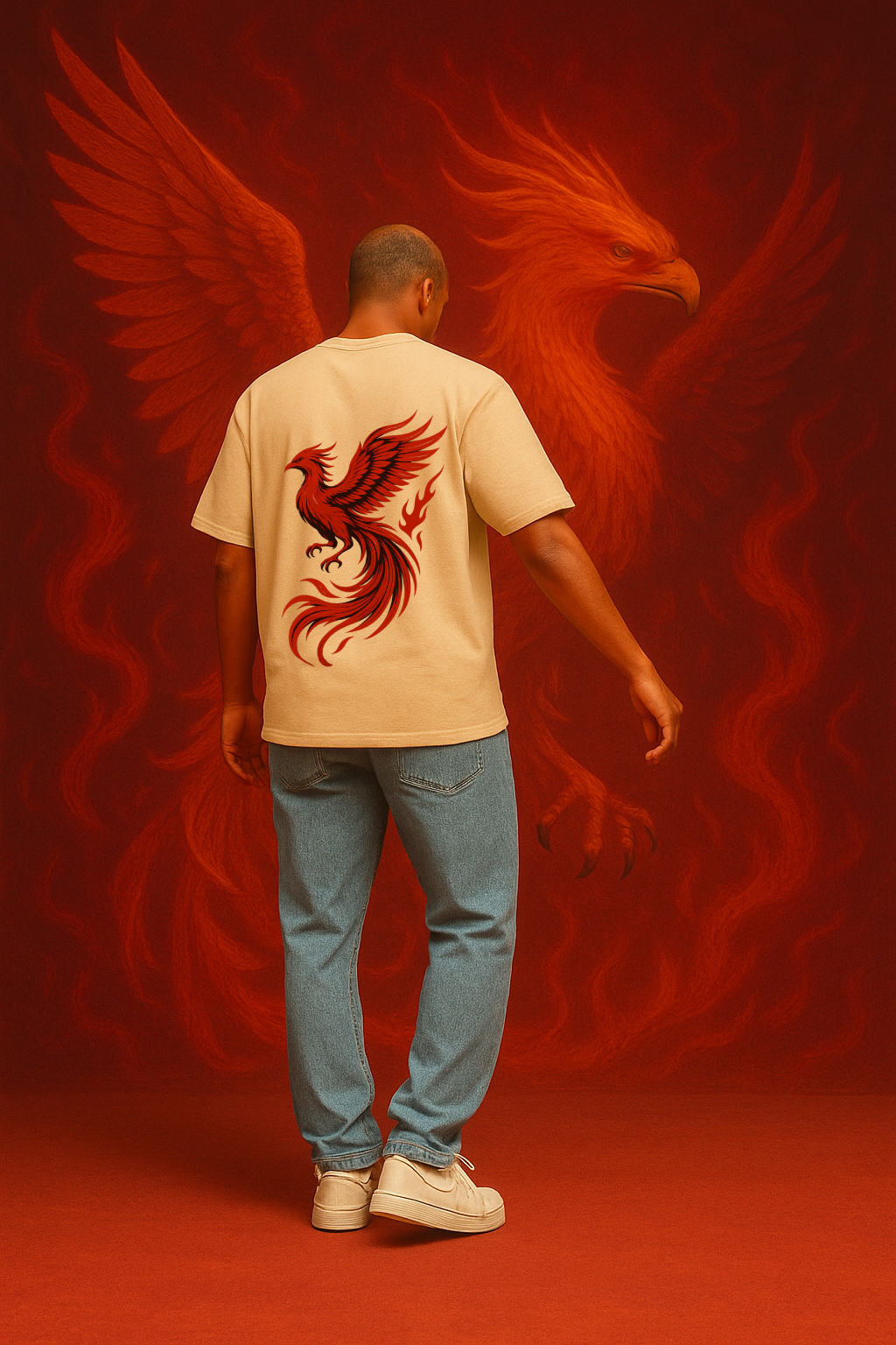 Desi Hood Unisex Phoenix Printed Heavy fabric Oversized T-shirt