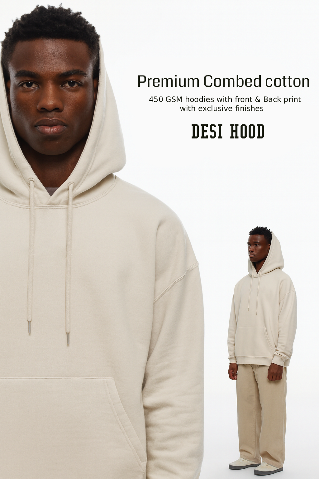 Desi Hood Printed Pure Cotton 450 GSM Unisex Hoodie For Men & Women