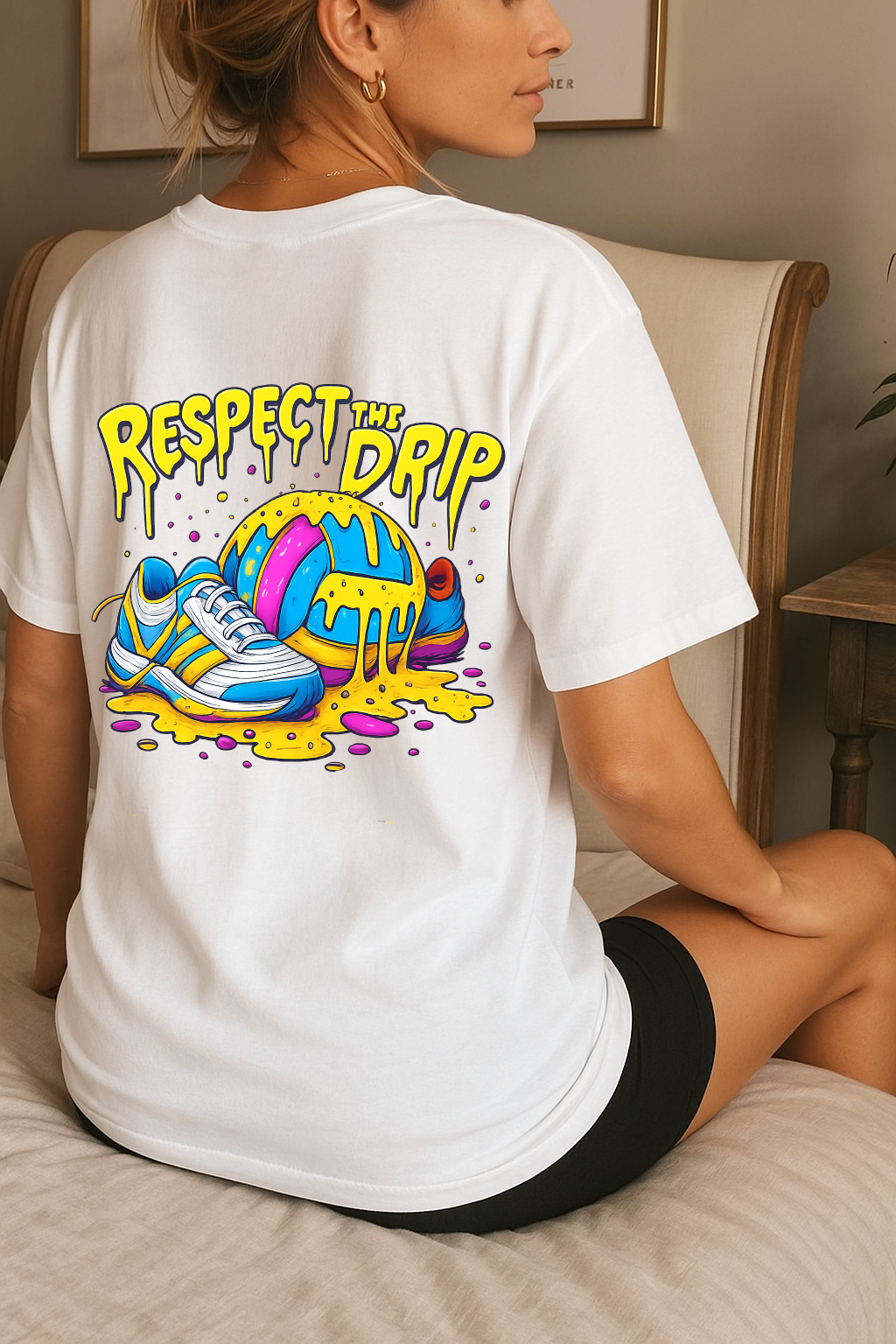 Desi Hood Unisex Respect The Drip Printed  Heavy Fabric Oversized Round Neck T-shirt