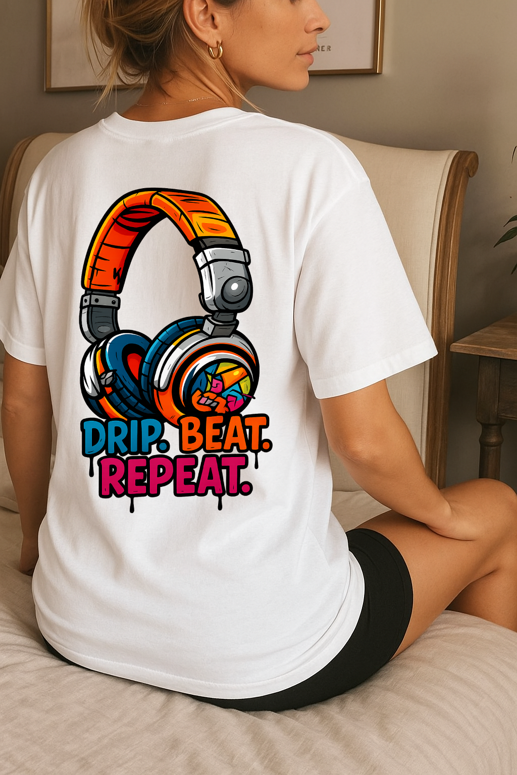 Desi Hood “Drip. Beat. Repeat.” Oversized Round Neck T-shirt