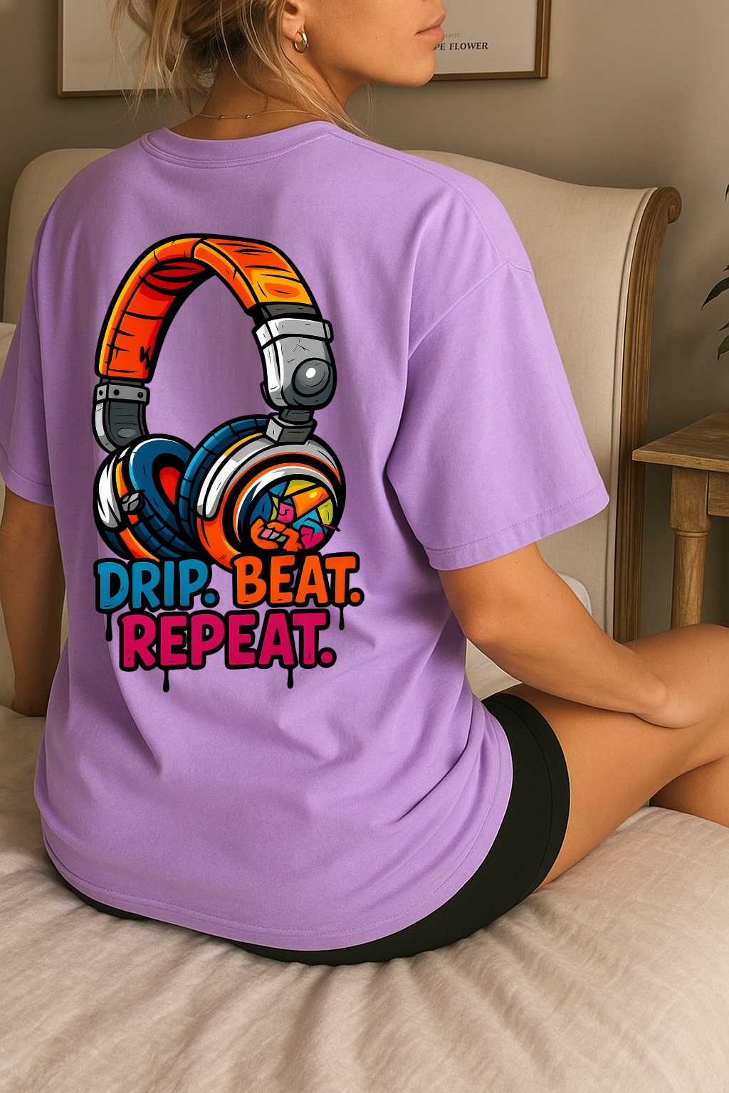 Desi Hood “Drip. Beat. Repeat.” Oversized Round Neck T-shirt