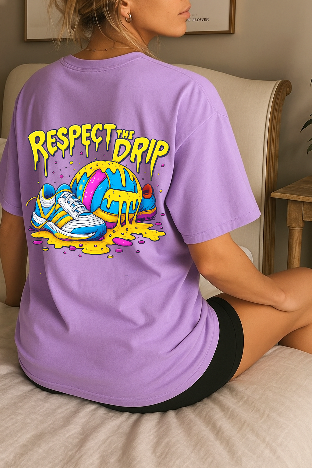 Desi Hood Unisex Respect The Drip Printed  Heavy Fabric Oversized Round Neck T-shirt