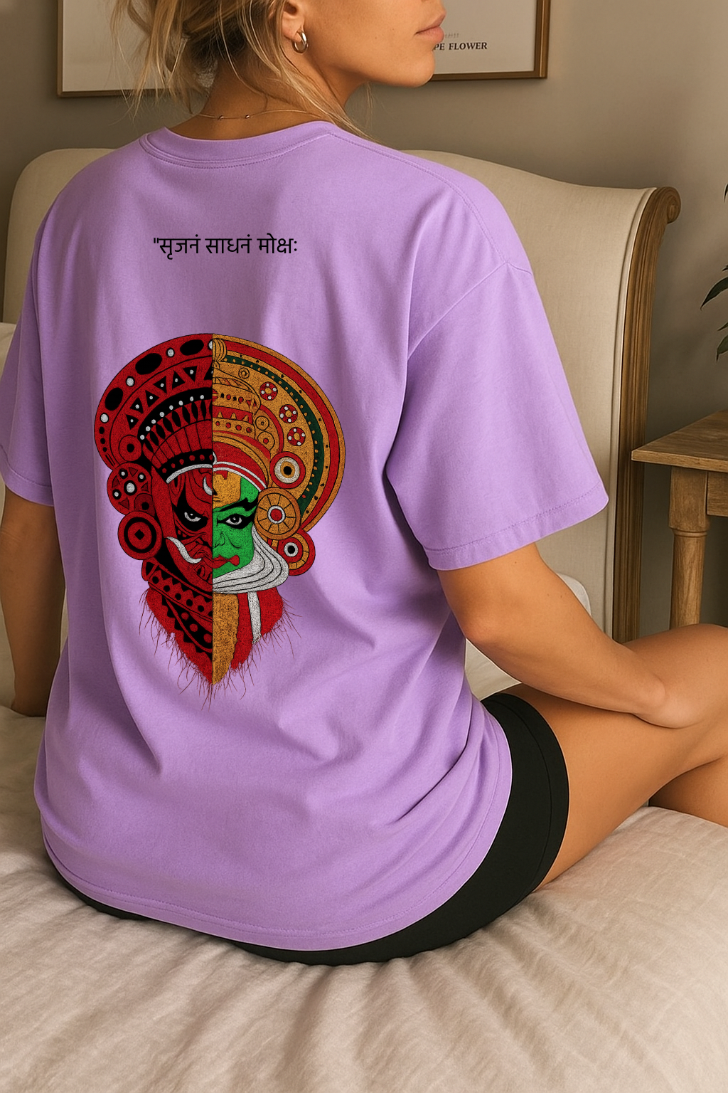 Desi Hood Unisex  “Dual Essence” Kathakali & Theyyam Heavy fabric Oversized T-shirt