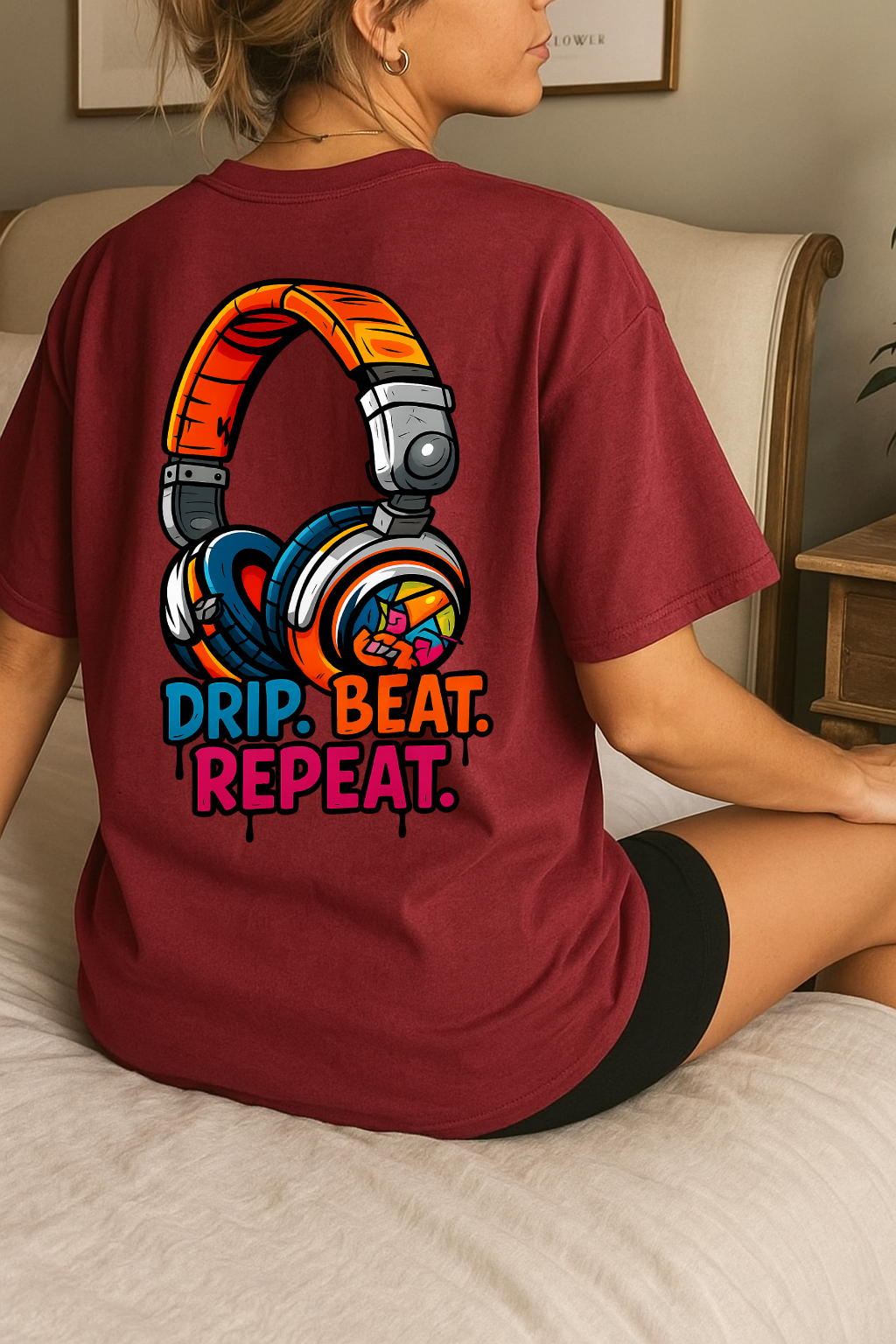 Desi Hood “Drip. Beat. Repeat.” Oversized Round Neck T-shirt