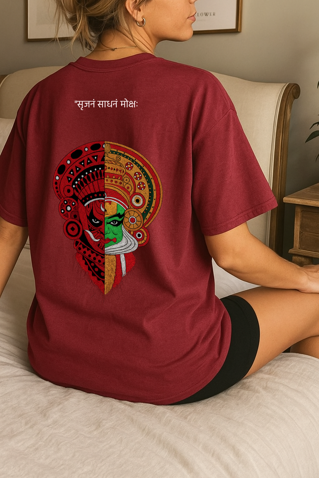 Desi Hood Unisex  “Dual Essence” Kathakali & Theyyam Heavy fabric Oversized T-shirt