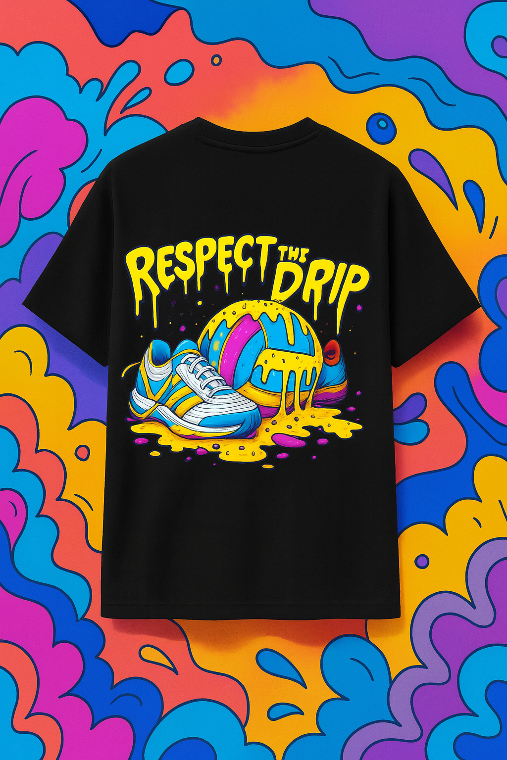 Desi Hood Unisex Respect The Drip Printed  Heavy Fabric Oversized Round Neck T-shirt