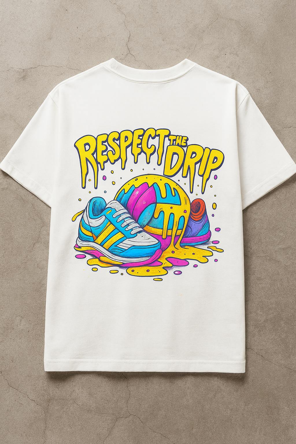 Desi Hood Unisex Respect The Drip Printed  Heavy Fabric Oversized Round Neck T-shirt