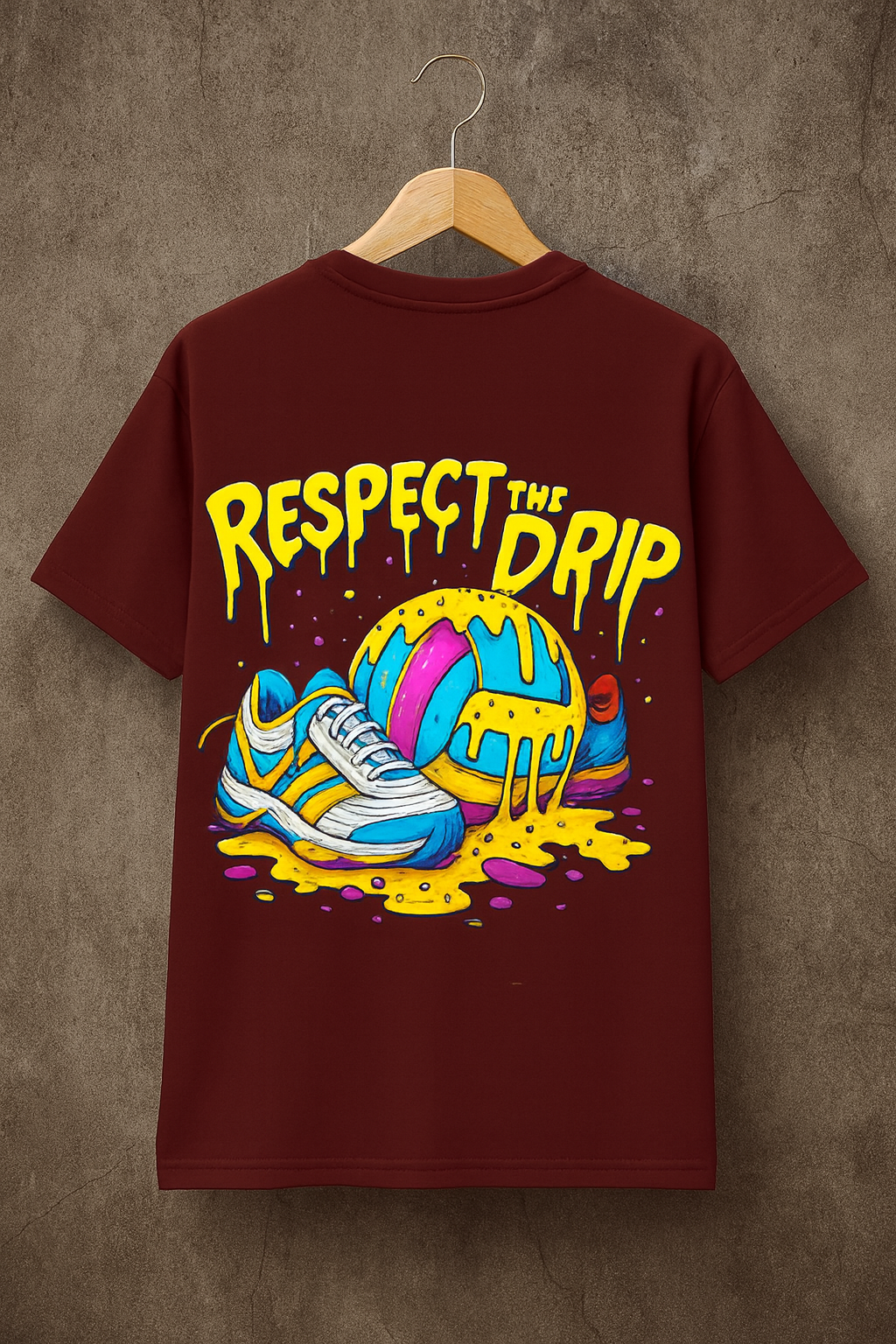 Desi Hood Unisex Respect The Drip Printed  Heavy Fabric Oversized Round Neck T-shirt